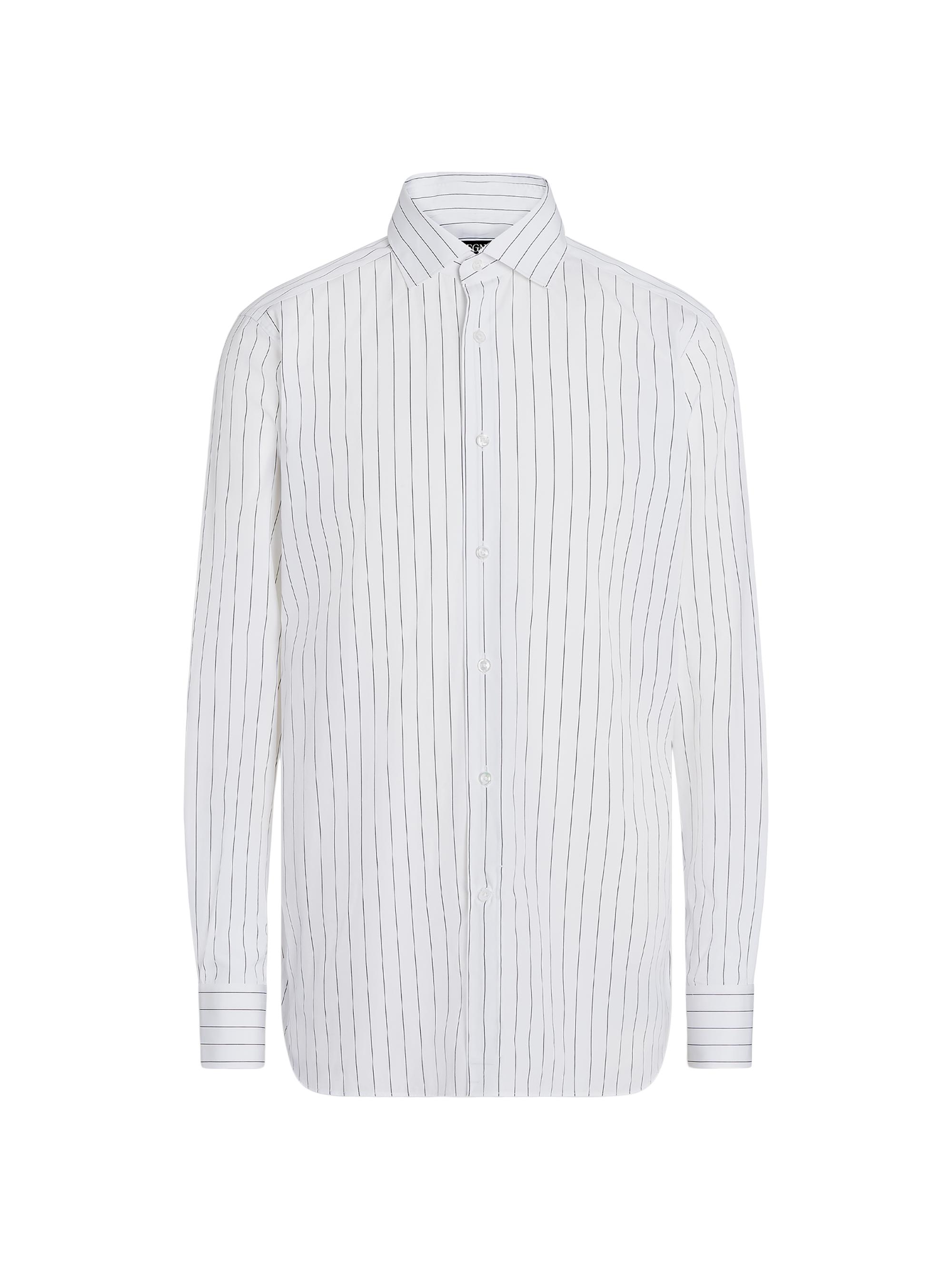 ZEGNA Men's Macro-striped Cotton Shirt - White