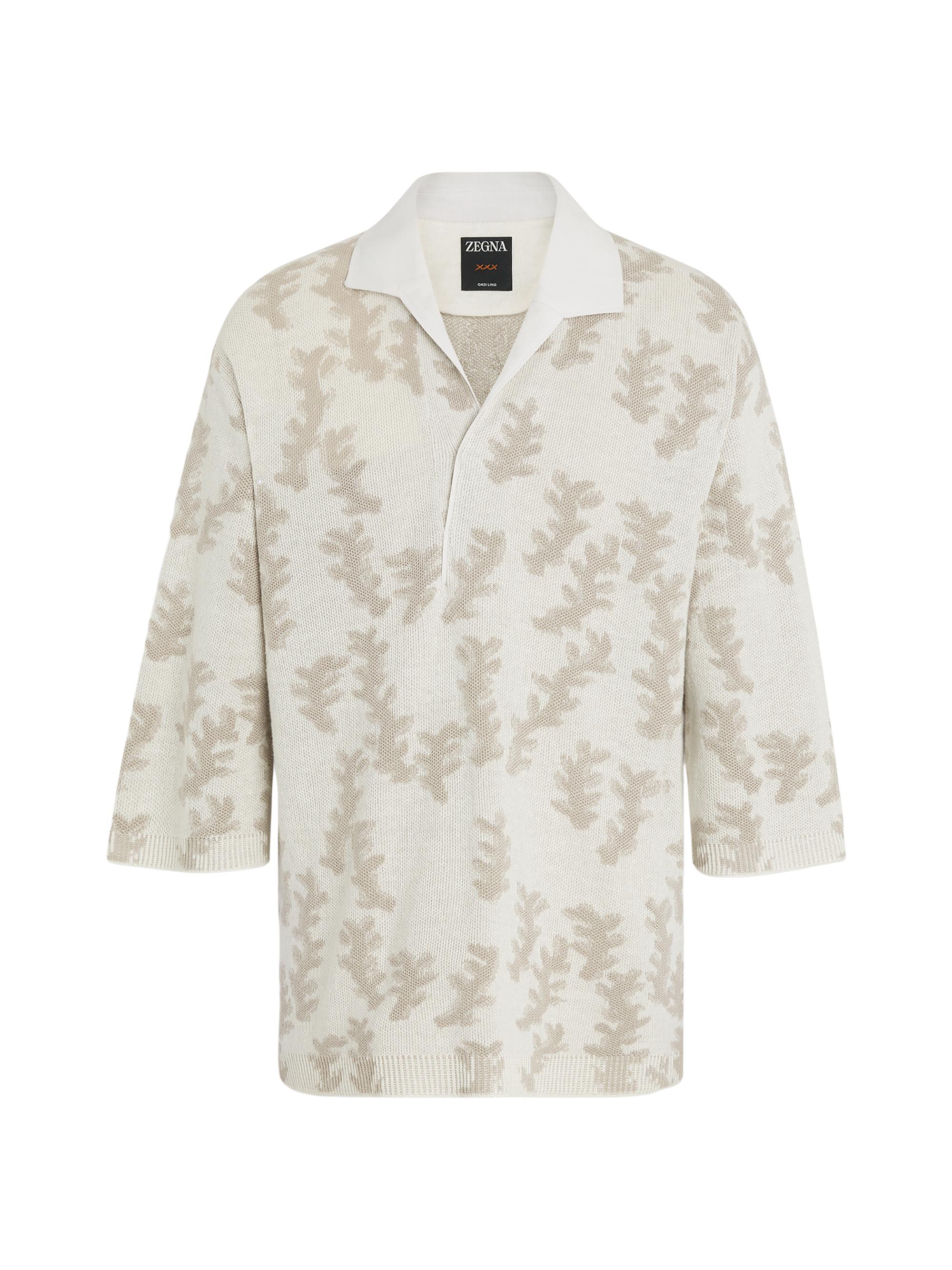 ZEGNA Men's Oasi Lino Polo Shirt - White Light Beige
