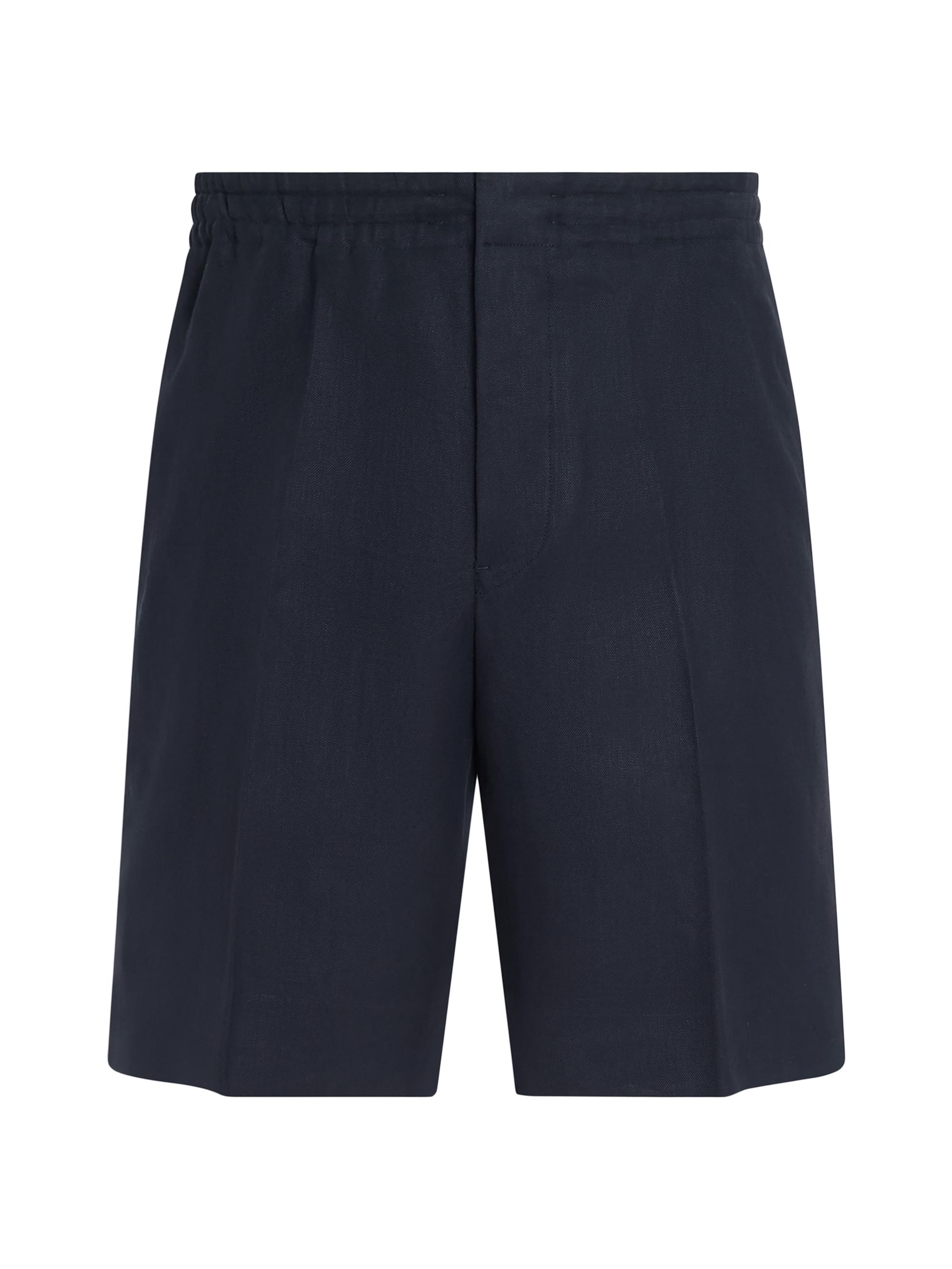 ZEGNA Men's Oasi Lino Shorts - Navy Blue | Thumbnail 7