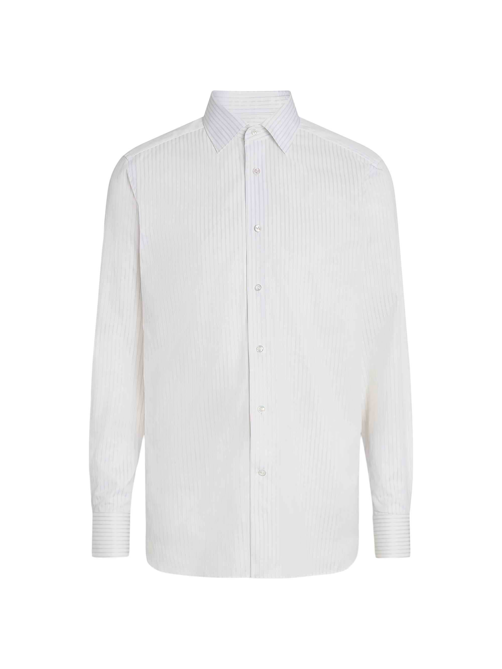 ZEGNA Men's Centoventimila Cotton Shirt - White Light Blue