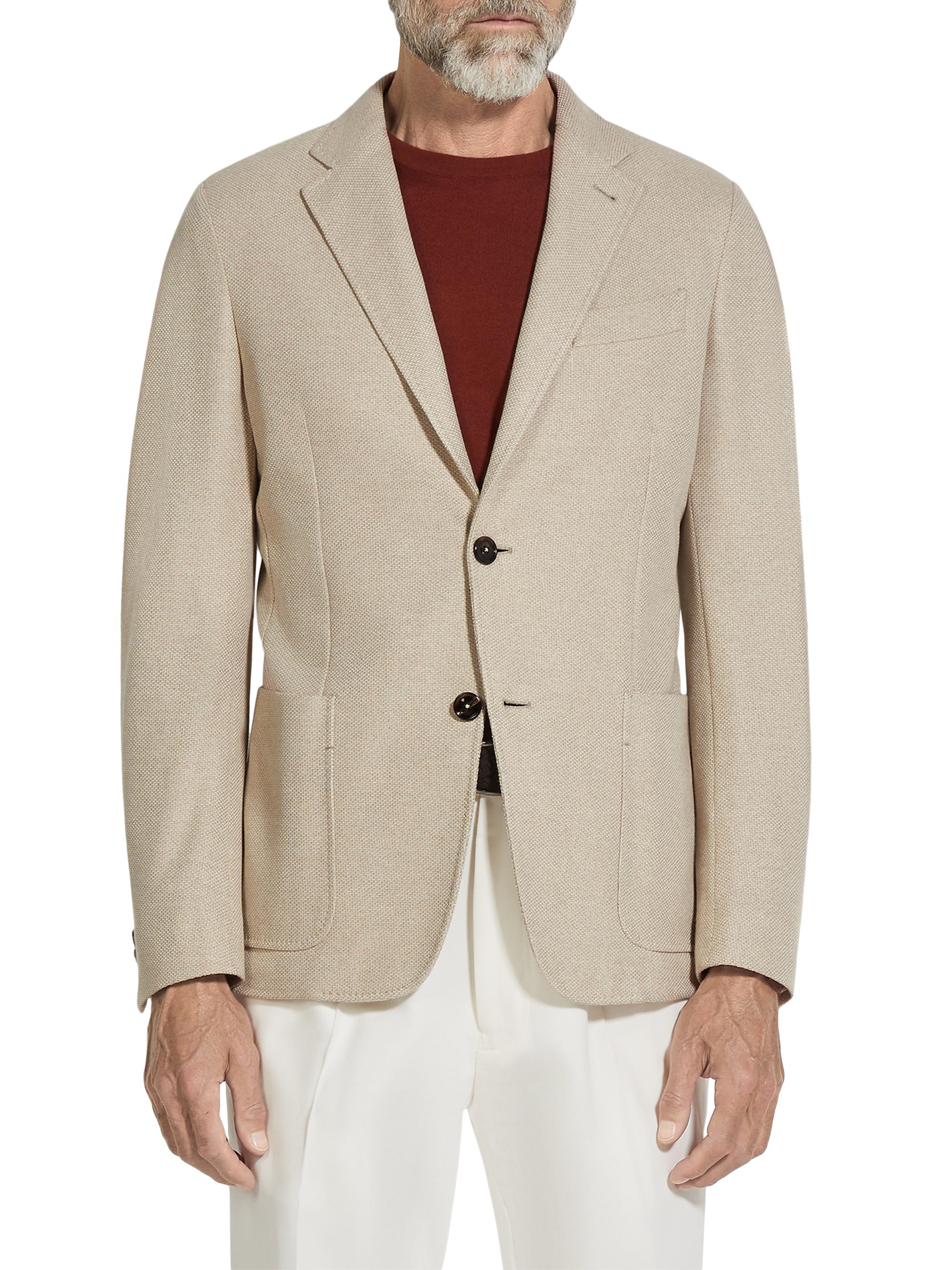 ZEGNA Men's Jerseywear Cotton Blazer - Light Taupe