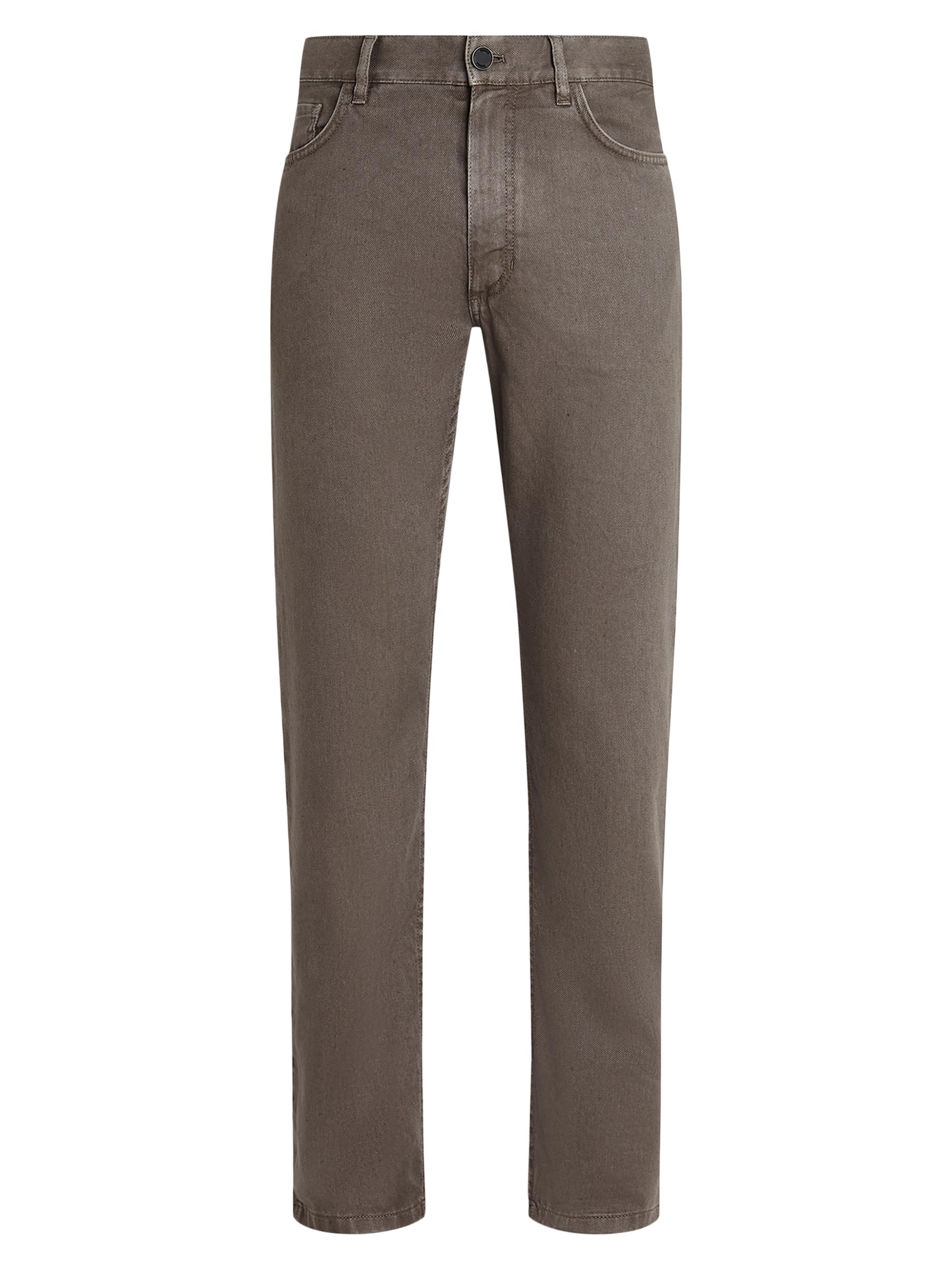 ZEGNA Men's Stretch Cotton and Linen Roccia Jeans - Dark Taupe