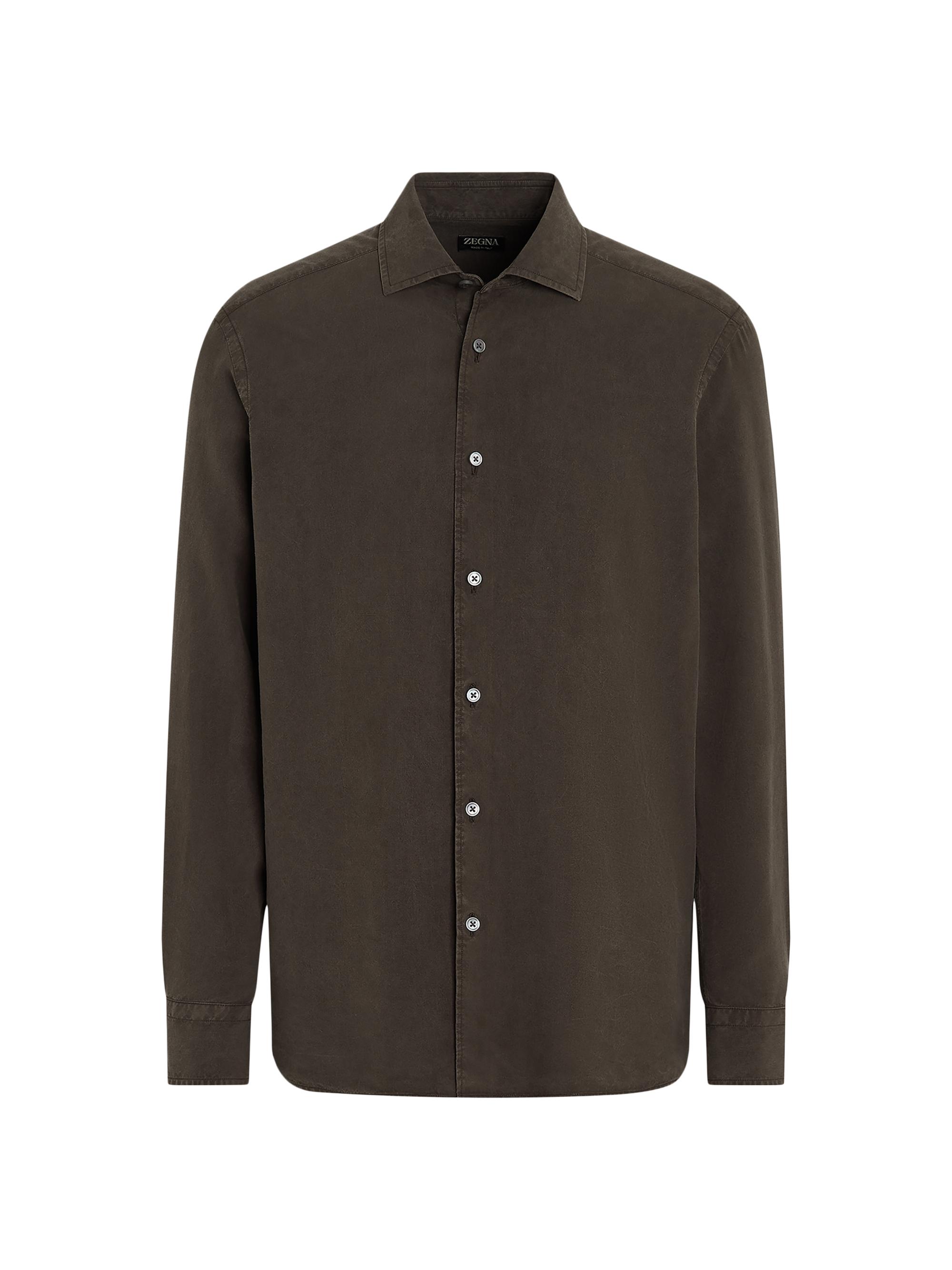 ZEGNA Men's Pure Silk Shirt - Light Taupe
