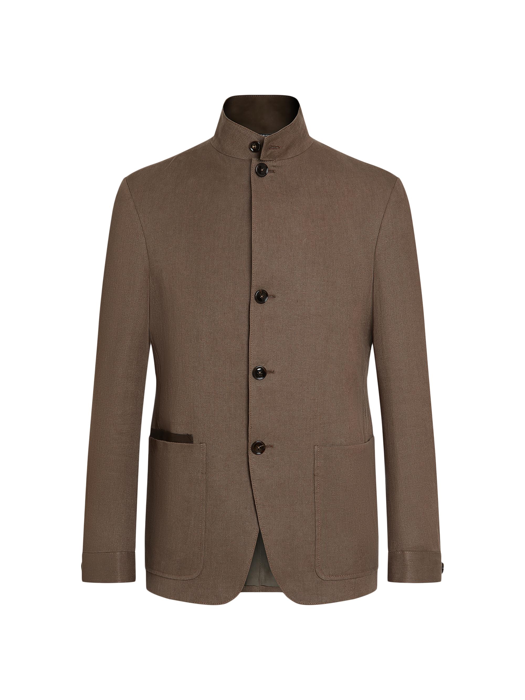 ZEGNA Men's Oasi Lino Il Conte Jacket - Dark Brown