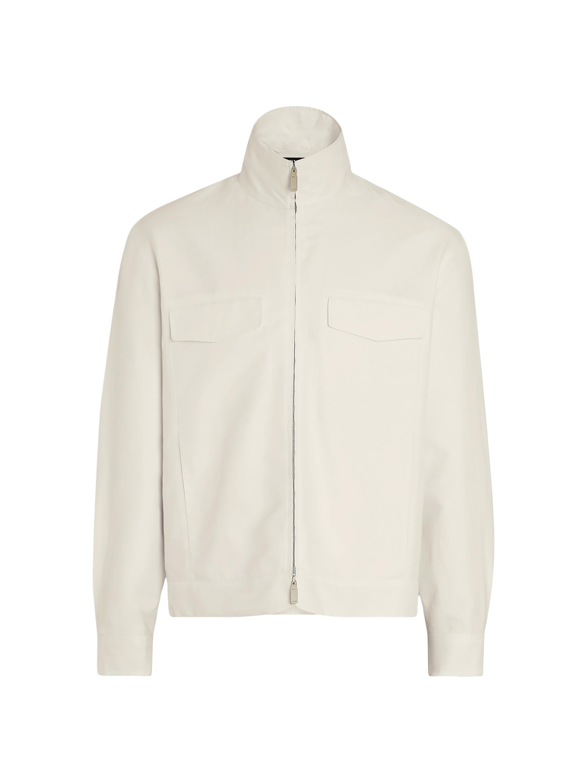 ZEGNA Men's Crossover Cotton and Linen Blend Overshirt - White