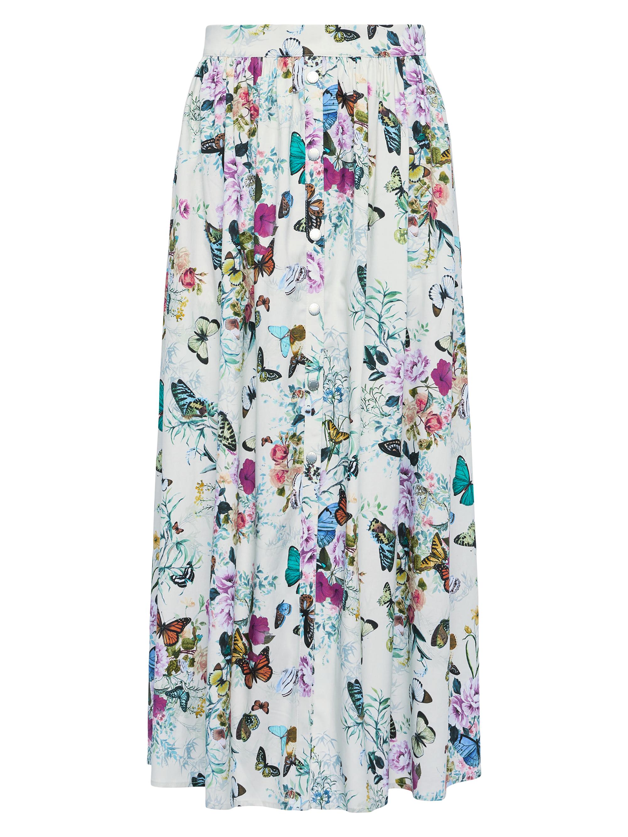 L'AGENCE Women's Seina Printed Button-Detailed Midi-Skirt - Multi Charonda Butterfly
