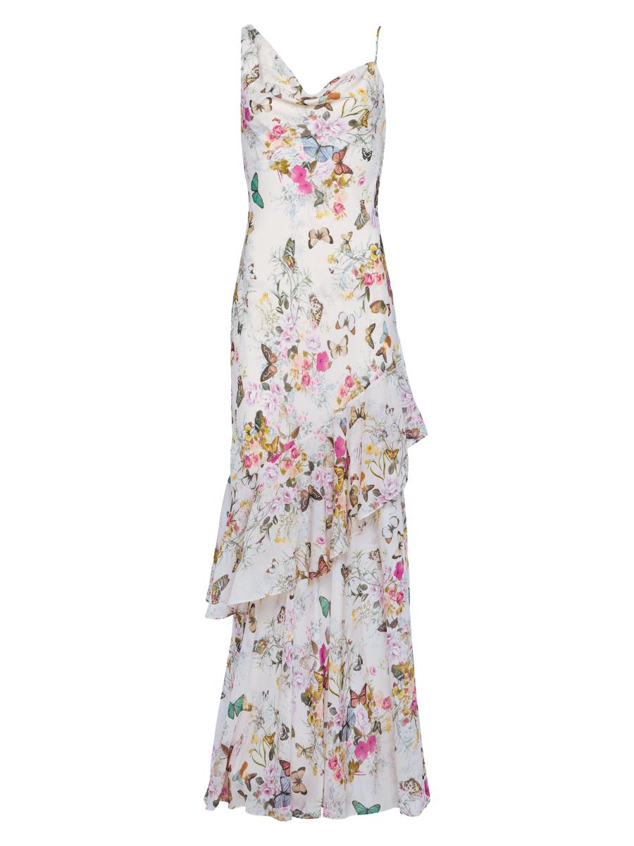 L'AGENCE Viola Floral Silk Asymmetric Gown | Saks Fifth Avenue