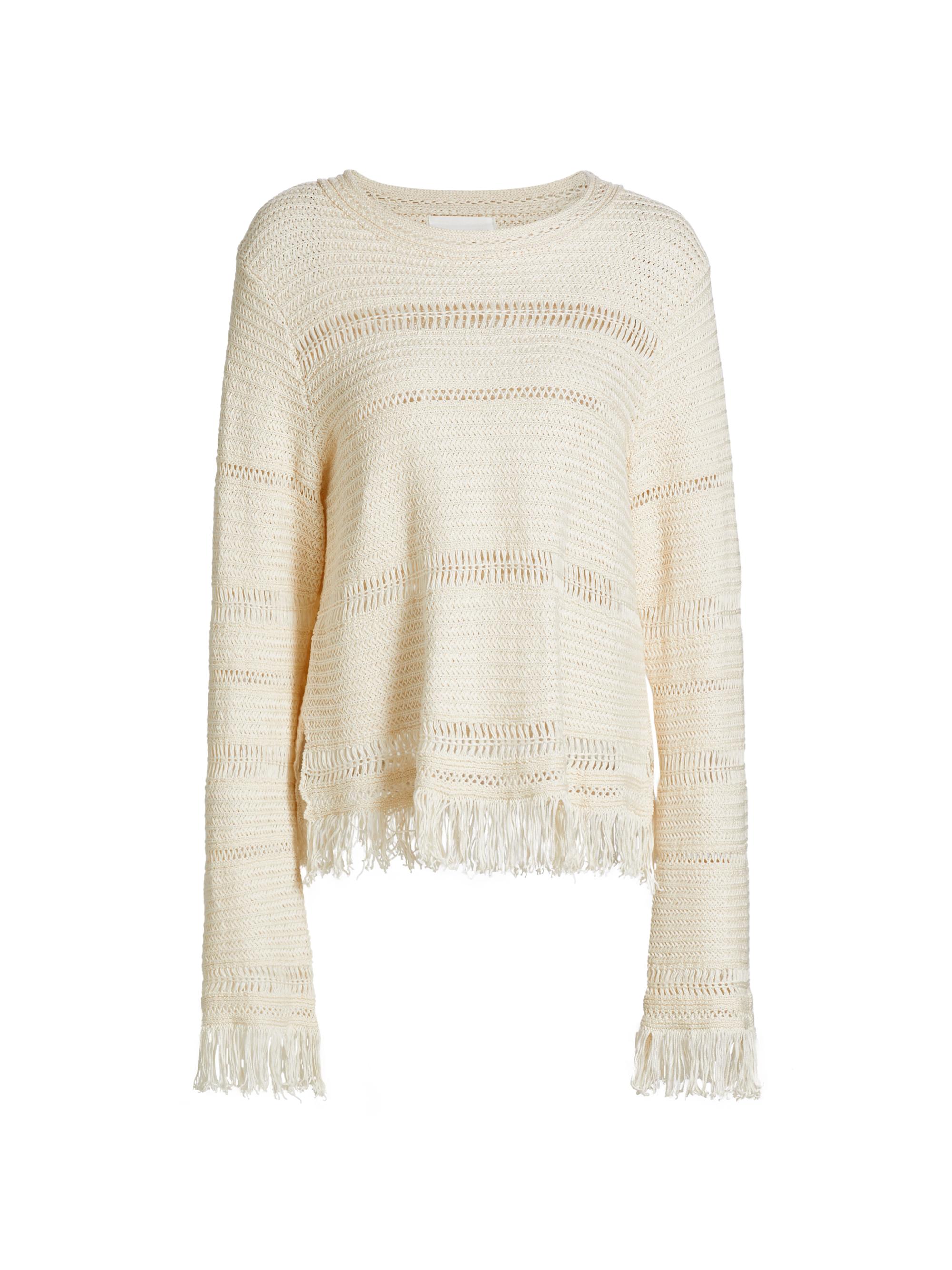 Isabel Marant Étoile Women's Azilis Cotton Fringe-Trim Sweater - Ecru