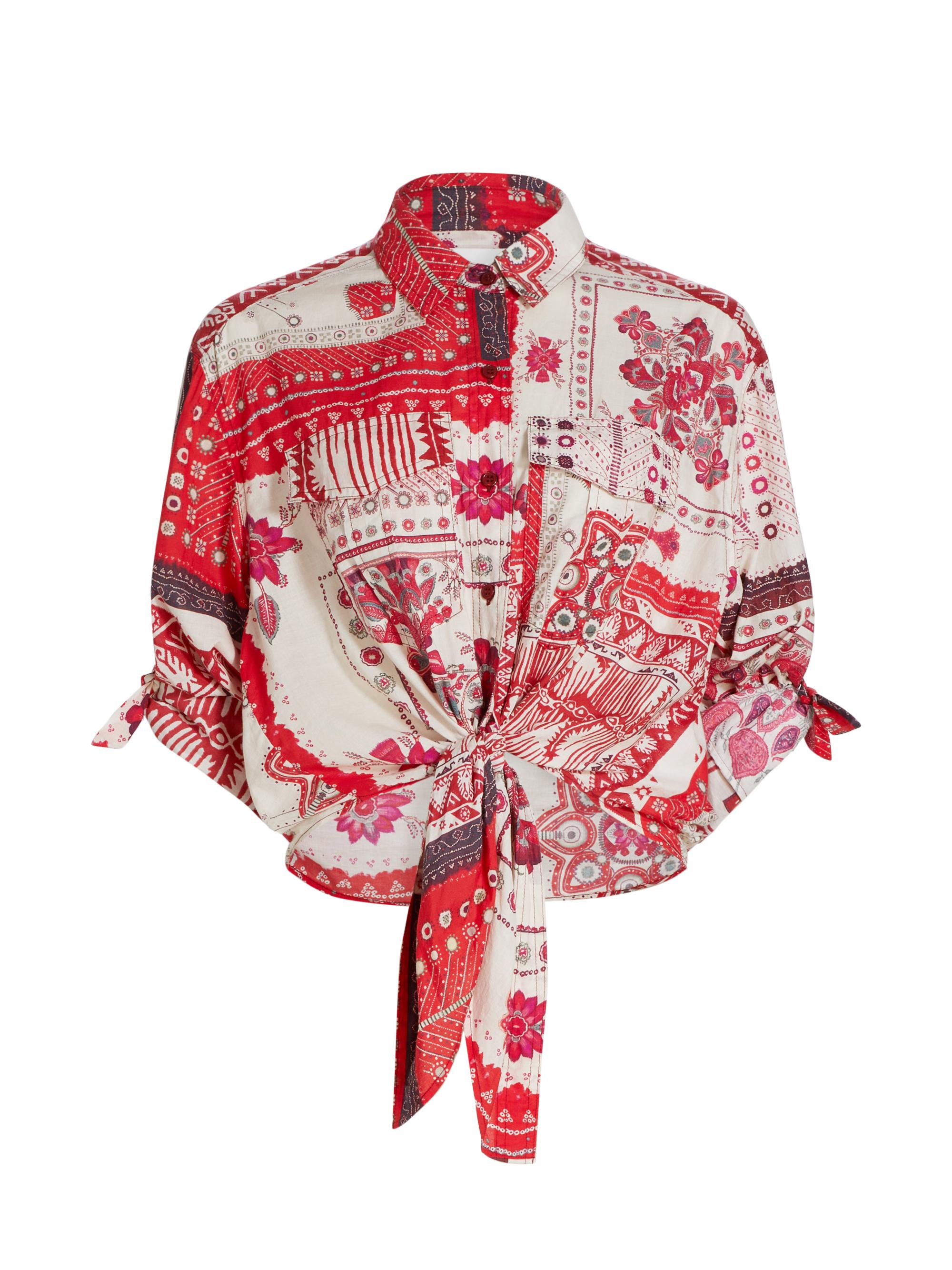 Isabel Marant Étoile Women's Nathy Bandana Tie Top - Red Ecru