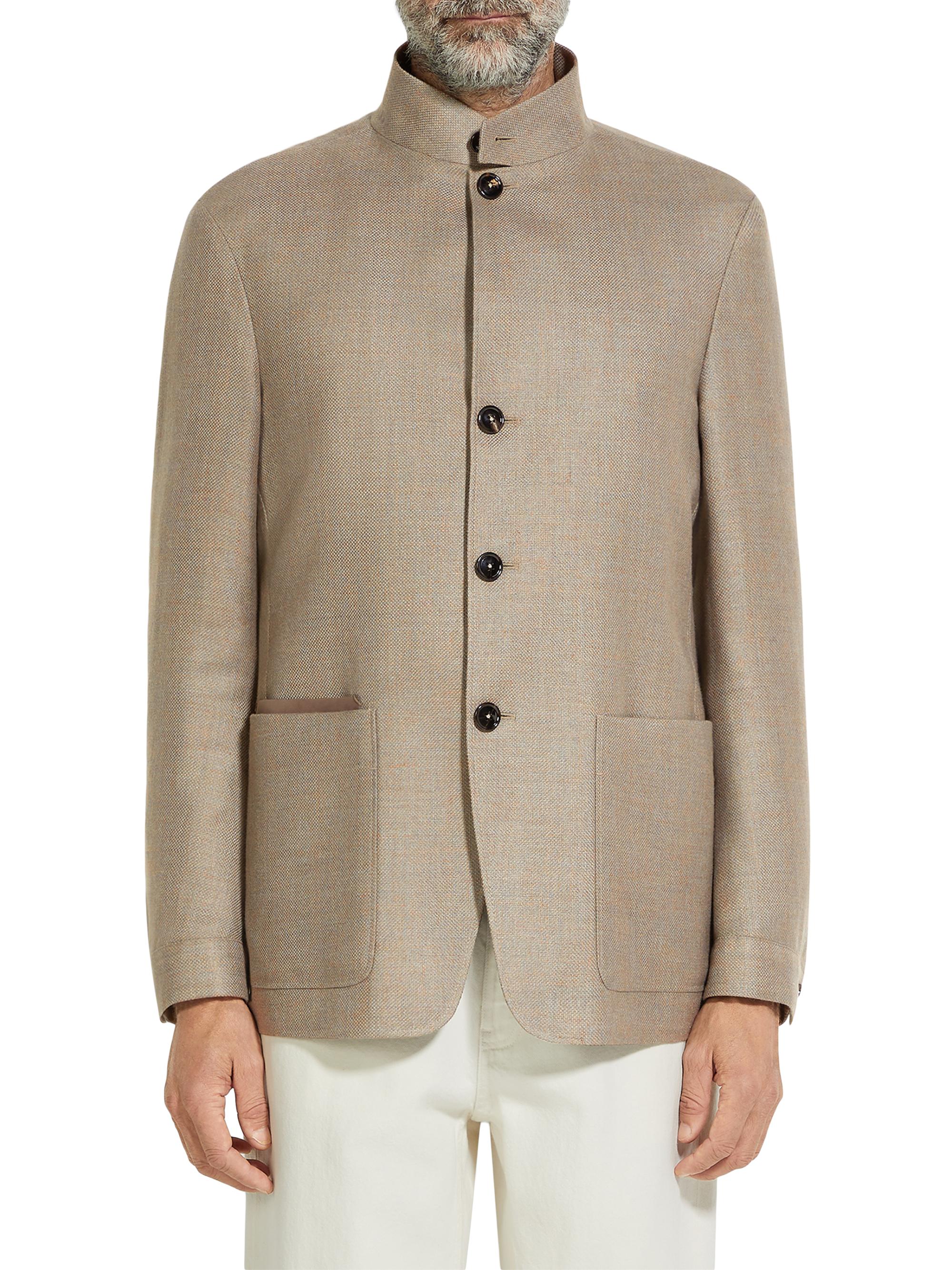 ZEGNA Men's Cashmere Silk and Linen II Conte Jacket - Light Taupe