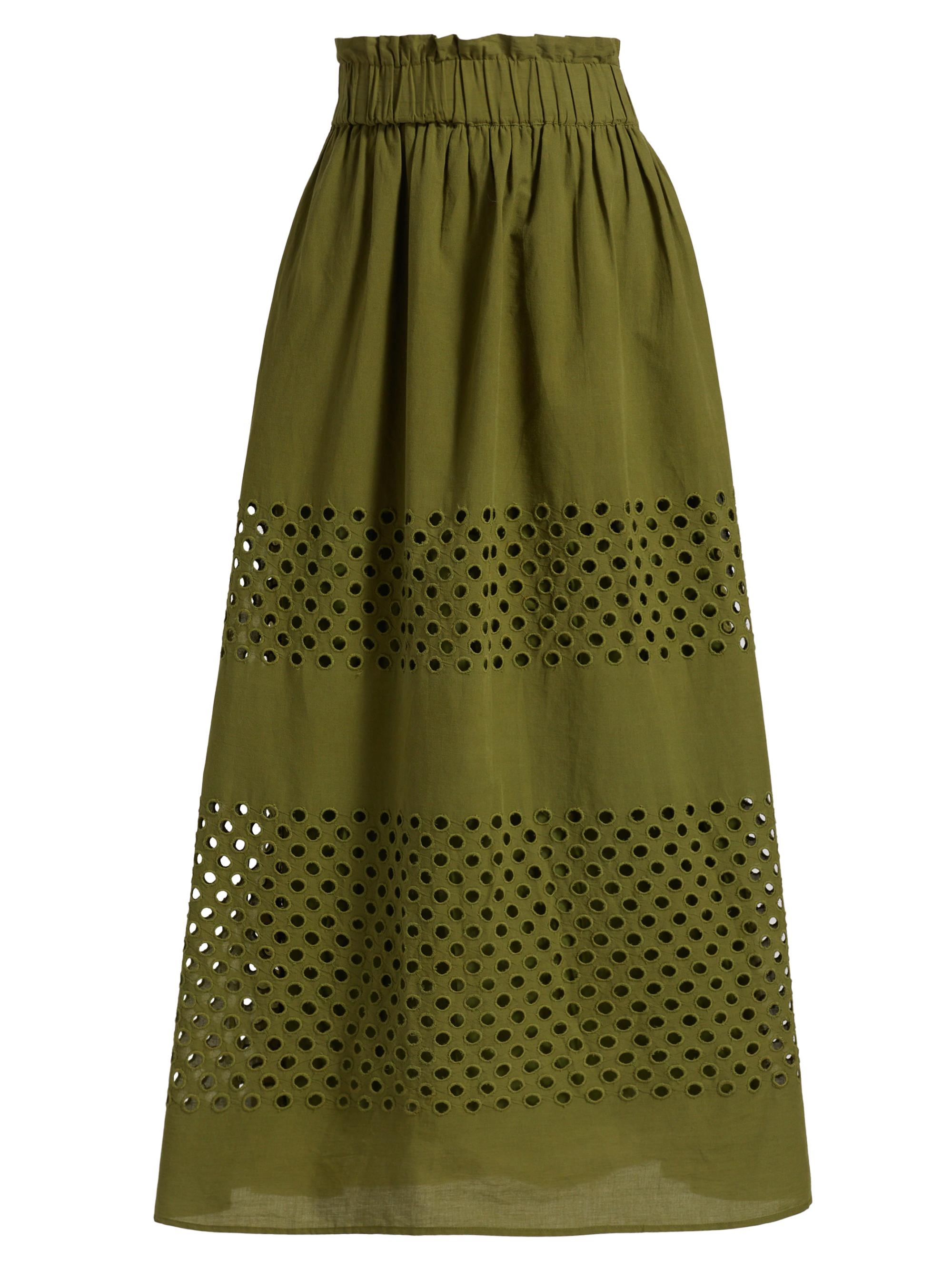 Marie Oliver Women's Draper Eyelet Mesh Maxi Skirt - Pesto