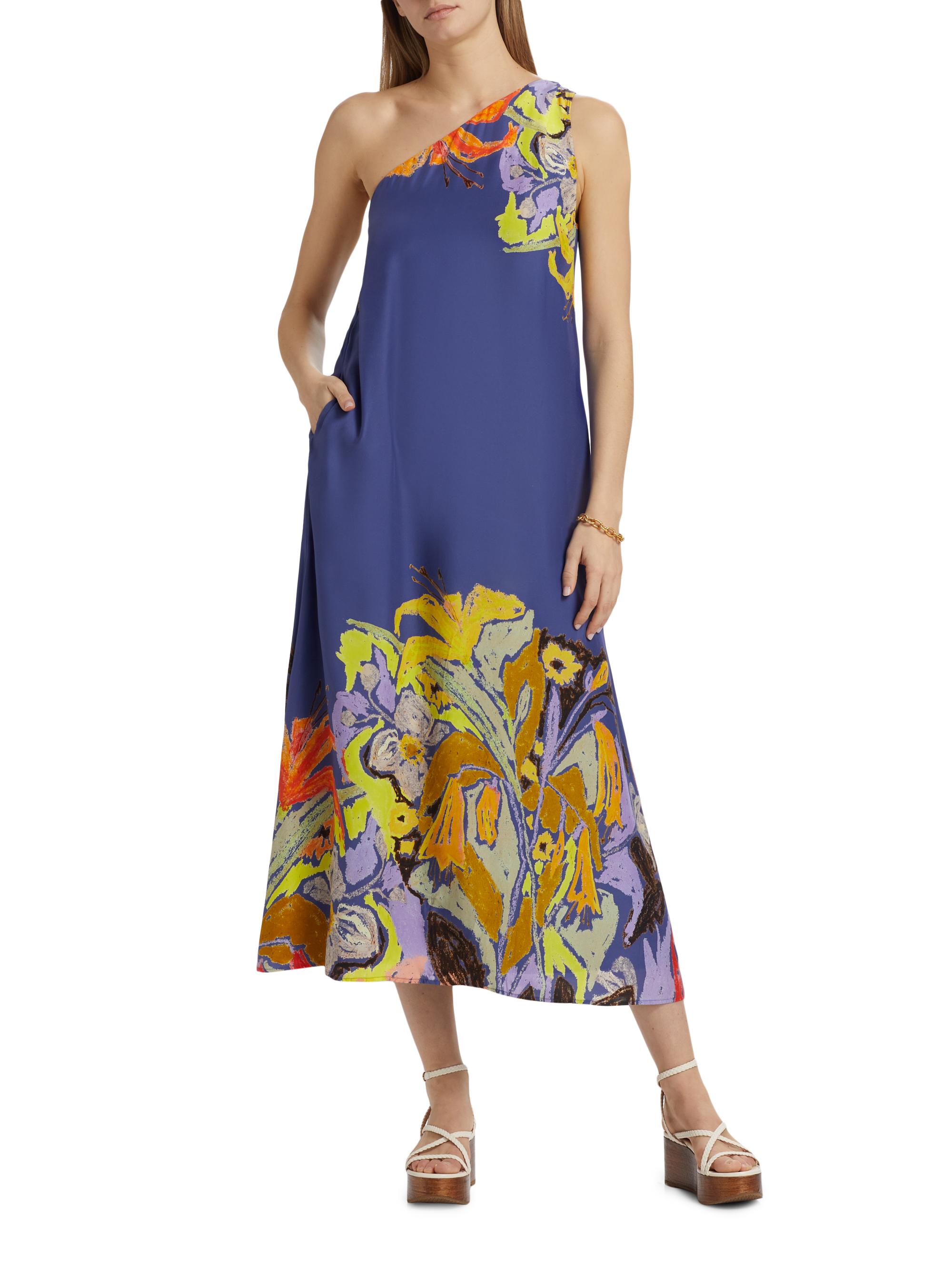 Marie Oliver Jae Floral One-Shoulder Midi-Dress | Saks Fifth Avenue