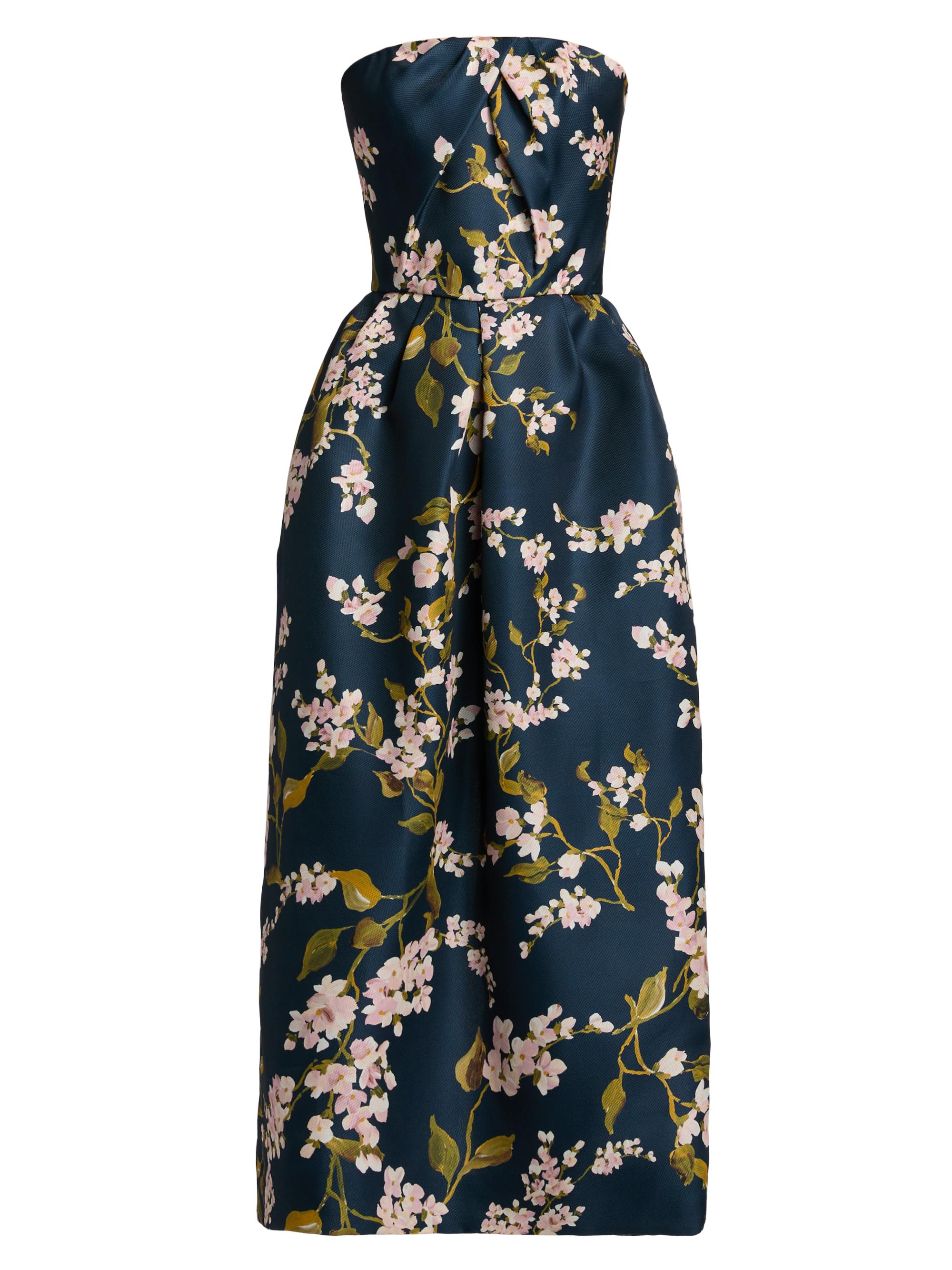 Monique Lhuillier Women's Floral Silk Strapless Cocktail Dress - Ocean Multi