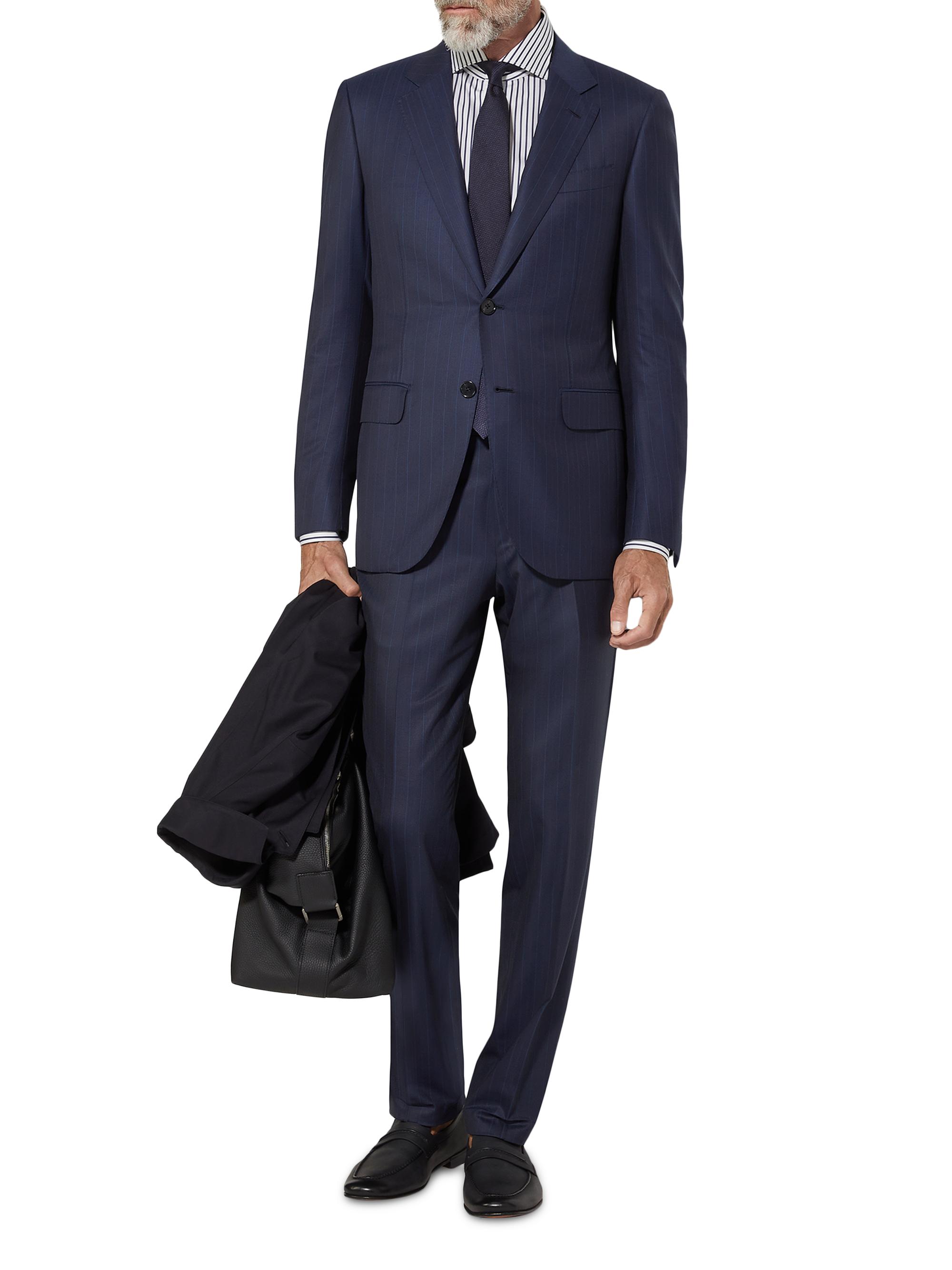 ZEGNA Men's Centoventimila Wool Pinstripe Suit - Dark Blue