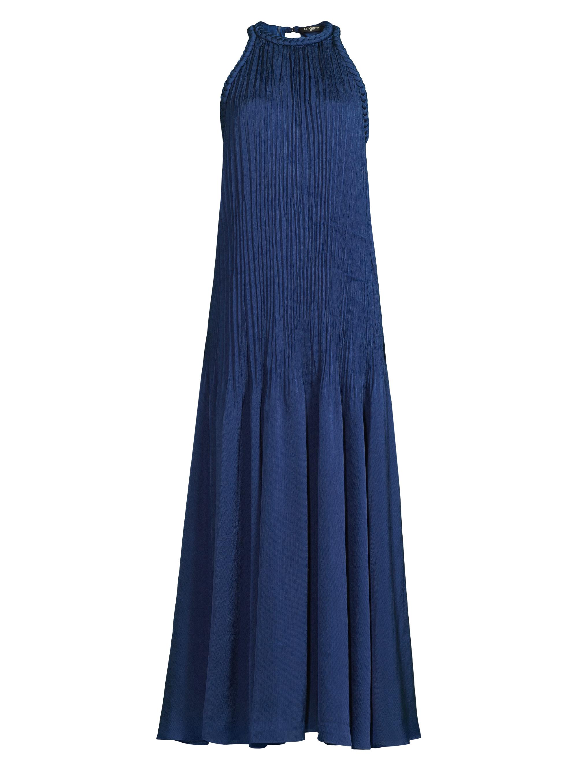 Ungaro Women's Eva Pleated Satin Maxi Dress - Cosmic Blue