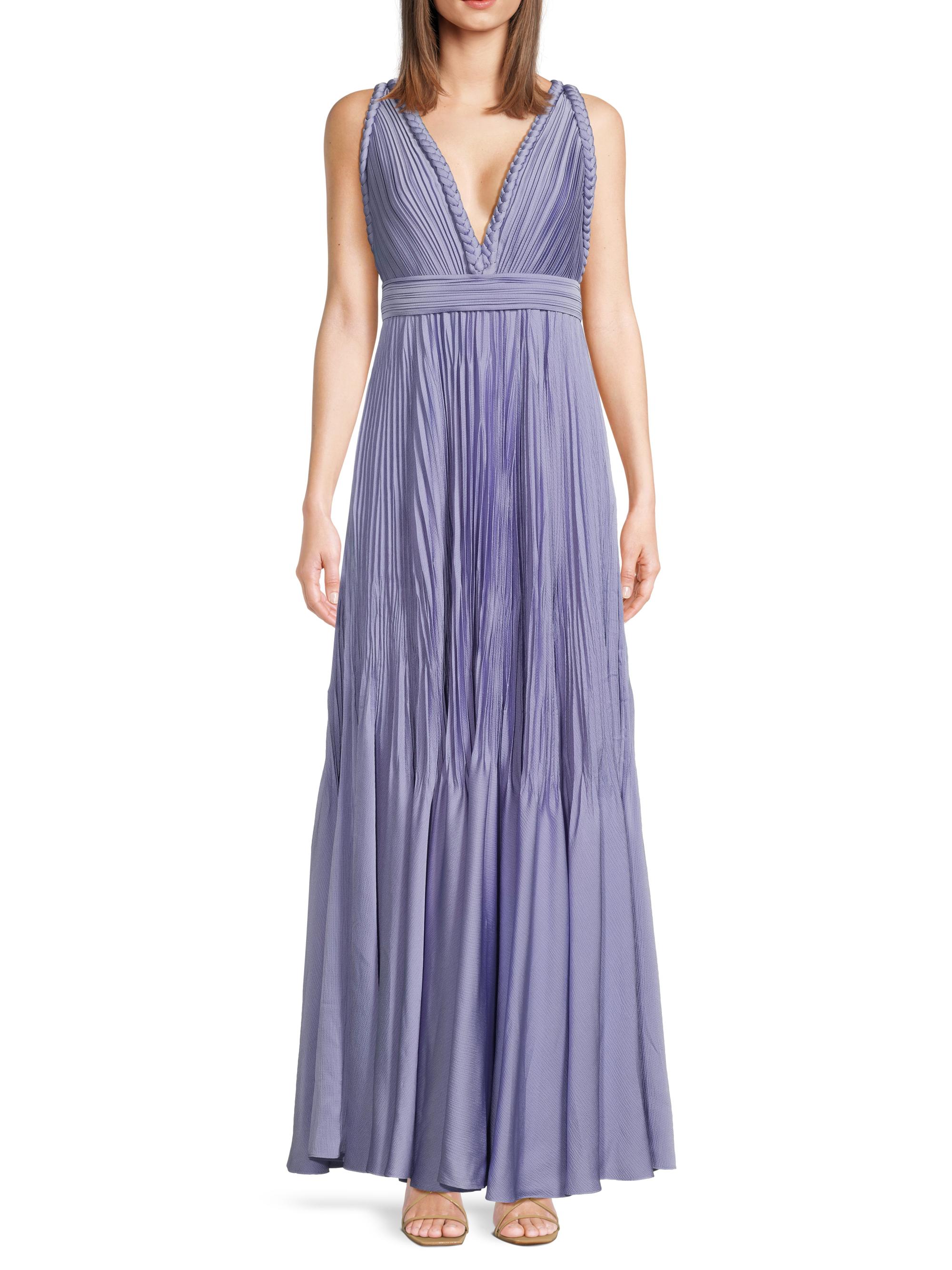 Ungaro Hazel Pleated Satin V-Neck Gown | Saks Fifth Avenue
