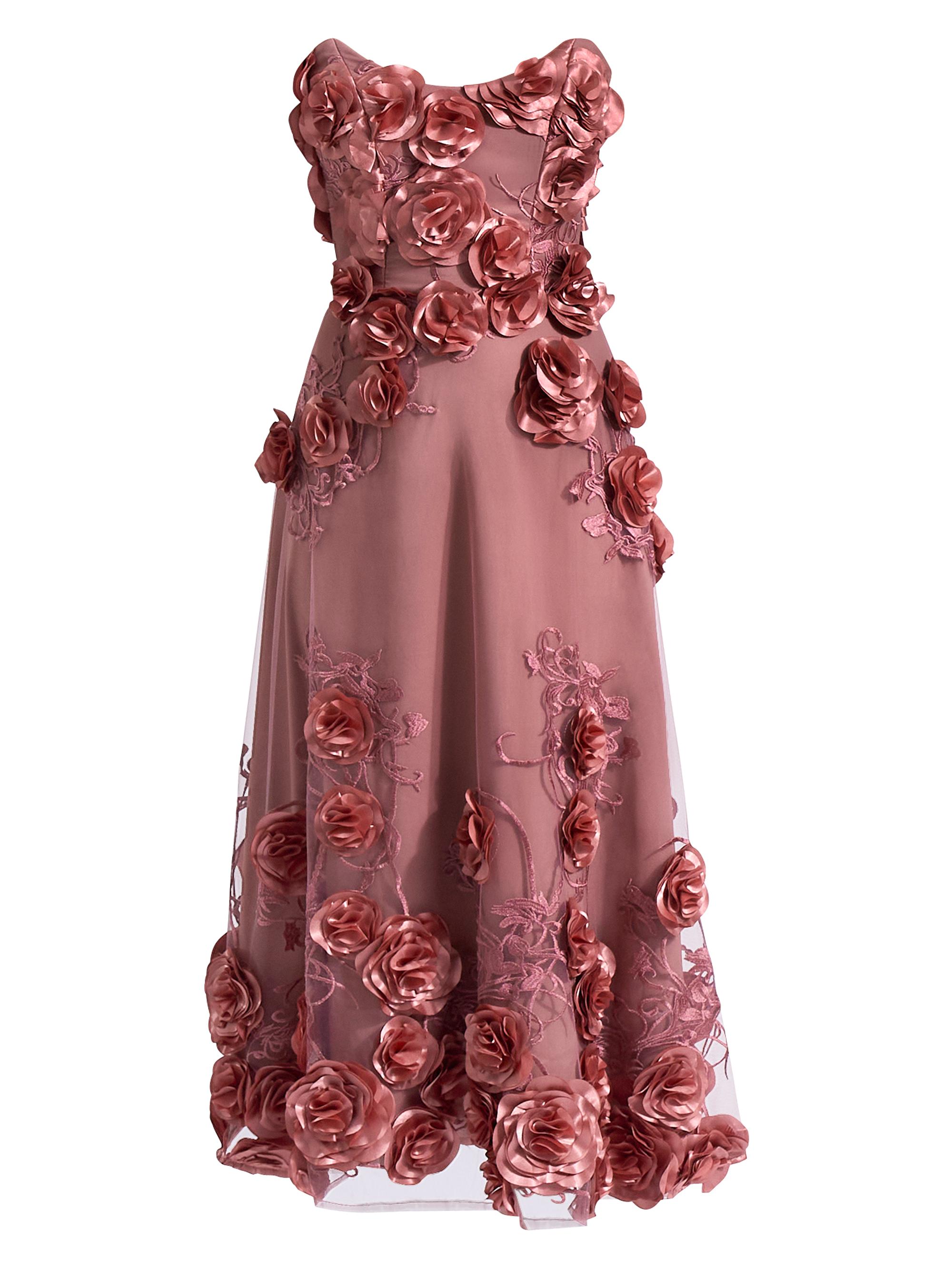 Zhivago Women's Aonia Embellished Floral Mesh Strapless Midi-Dress - Ash Rose