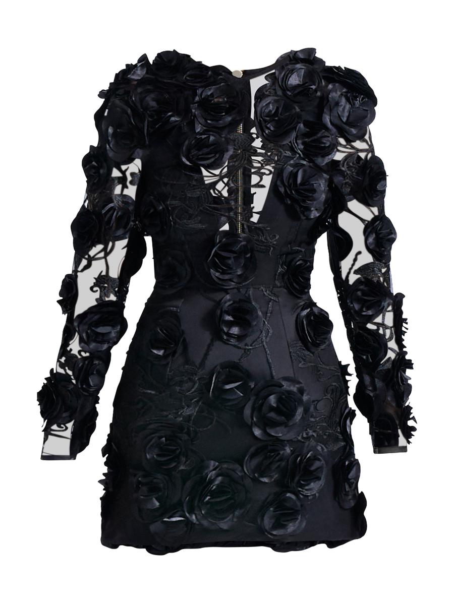 Zhivago Women's Aonia Embellished Floral Mesh Minidress In Black