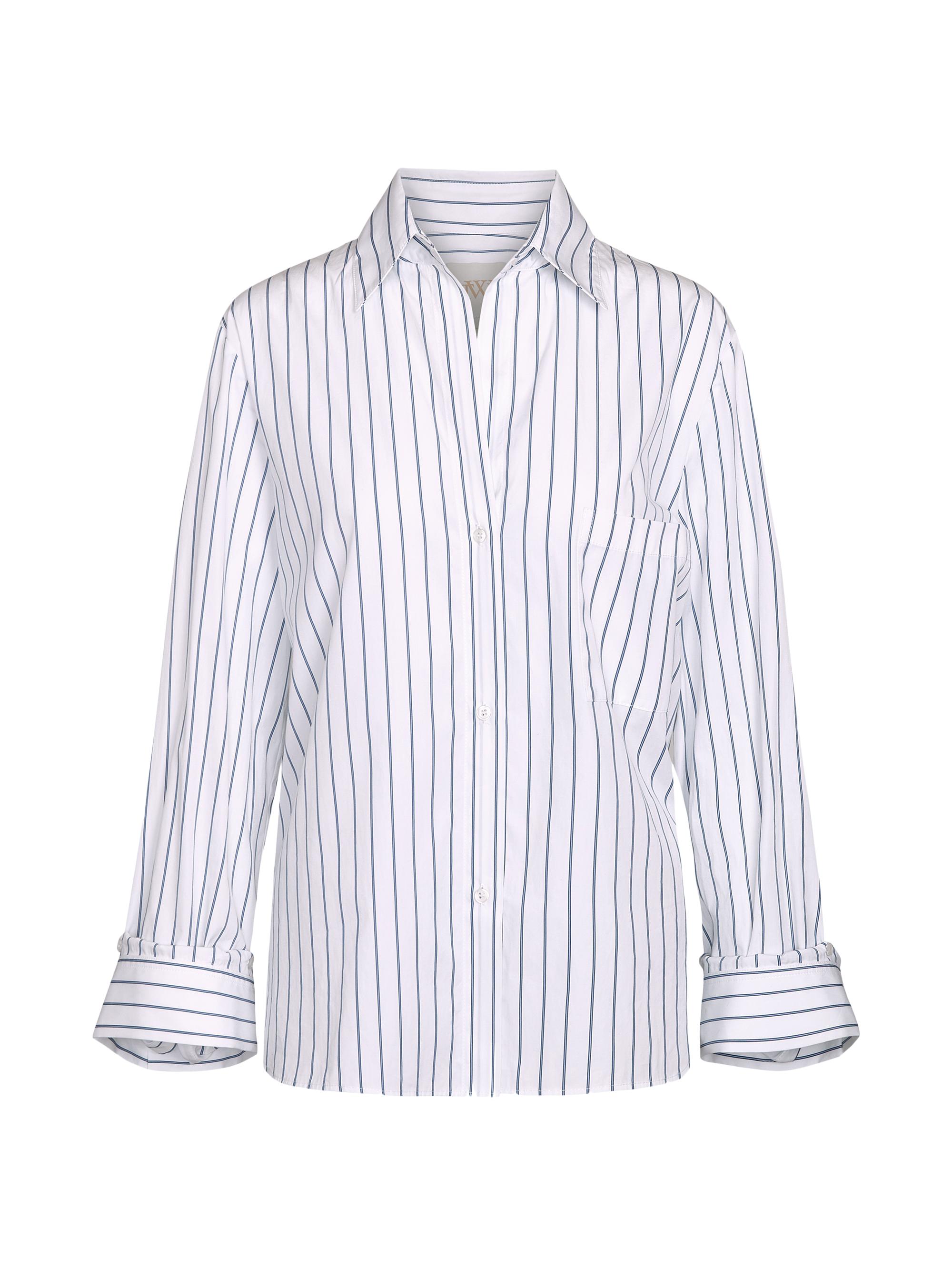 TWP Women's Next Morning Stripe Shirt - White Blue