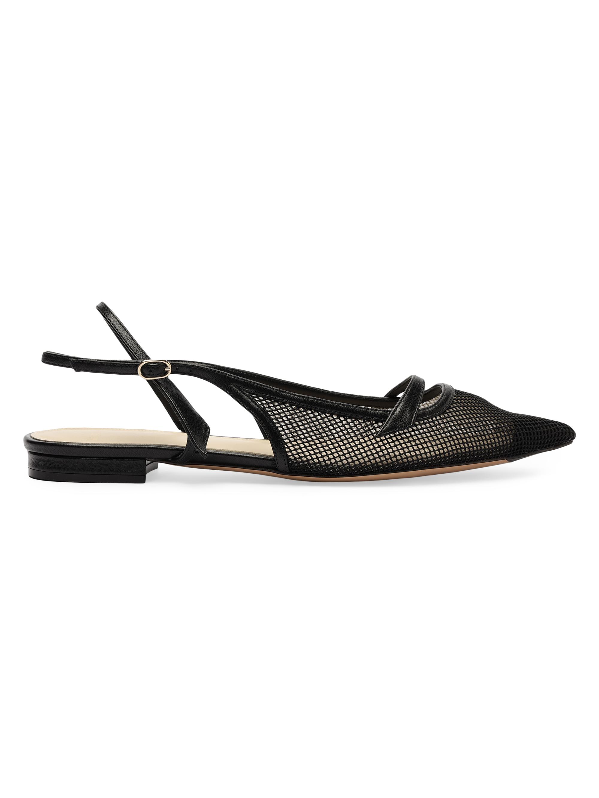 Alexandre Birman Women's Tita Mesh & Leather Slingback Flats - Black