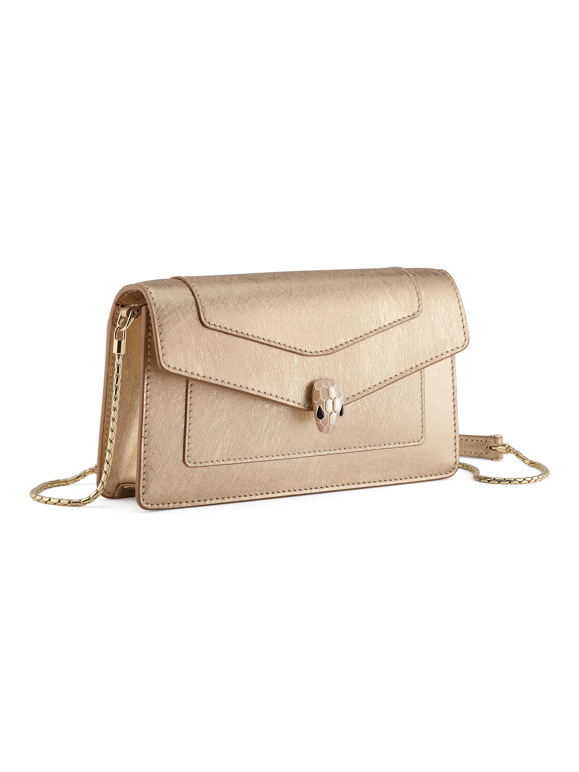 BVLGARI Women's Serpenti Forever Metallic Leather Wallet-On-Chain - Light Gold