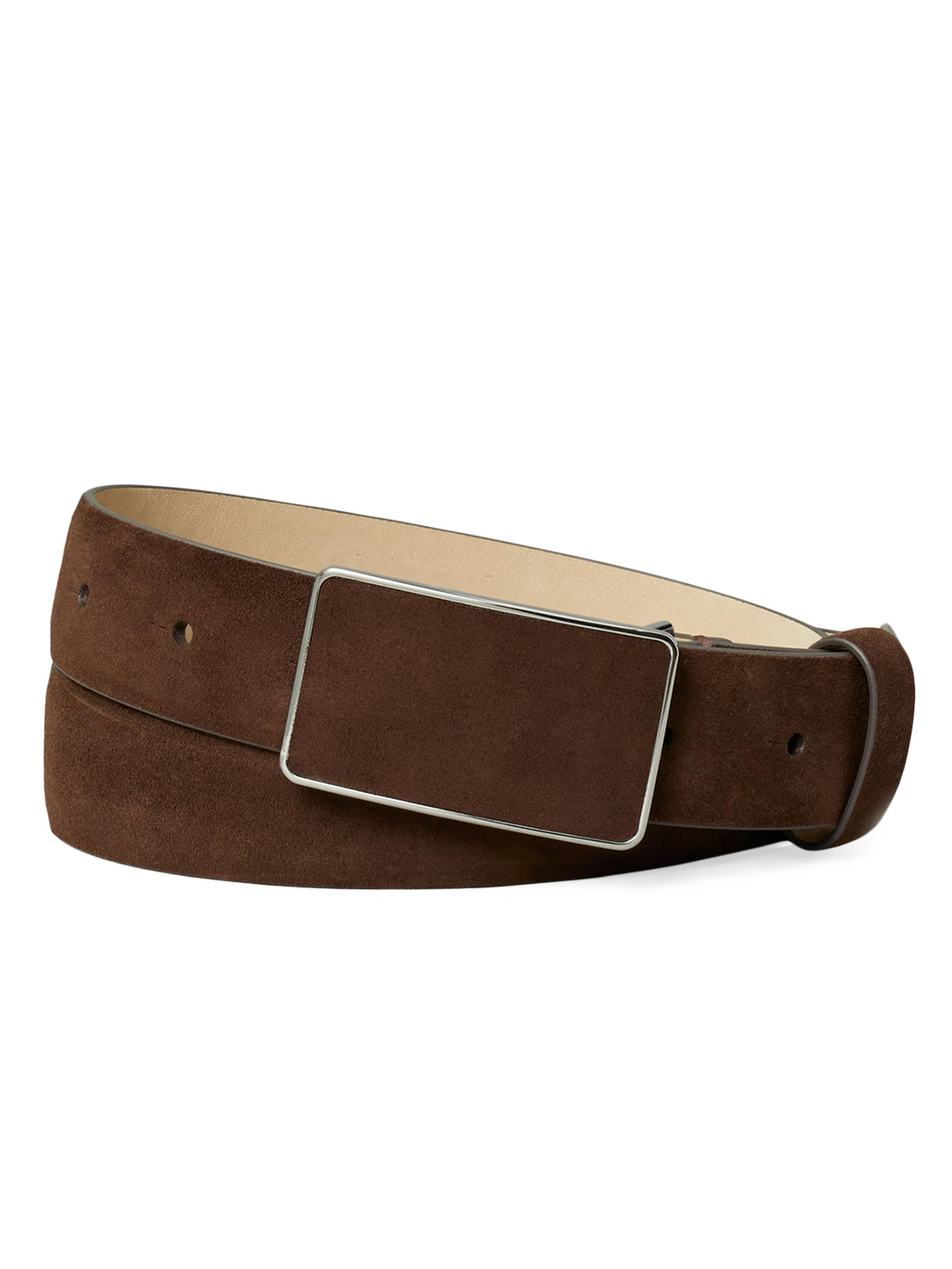 Tory Burch Women's Suede Plate Belt - Dark Cocoa Silver