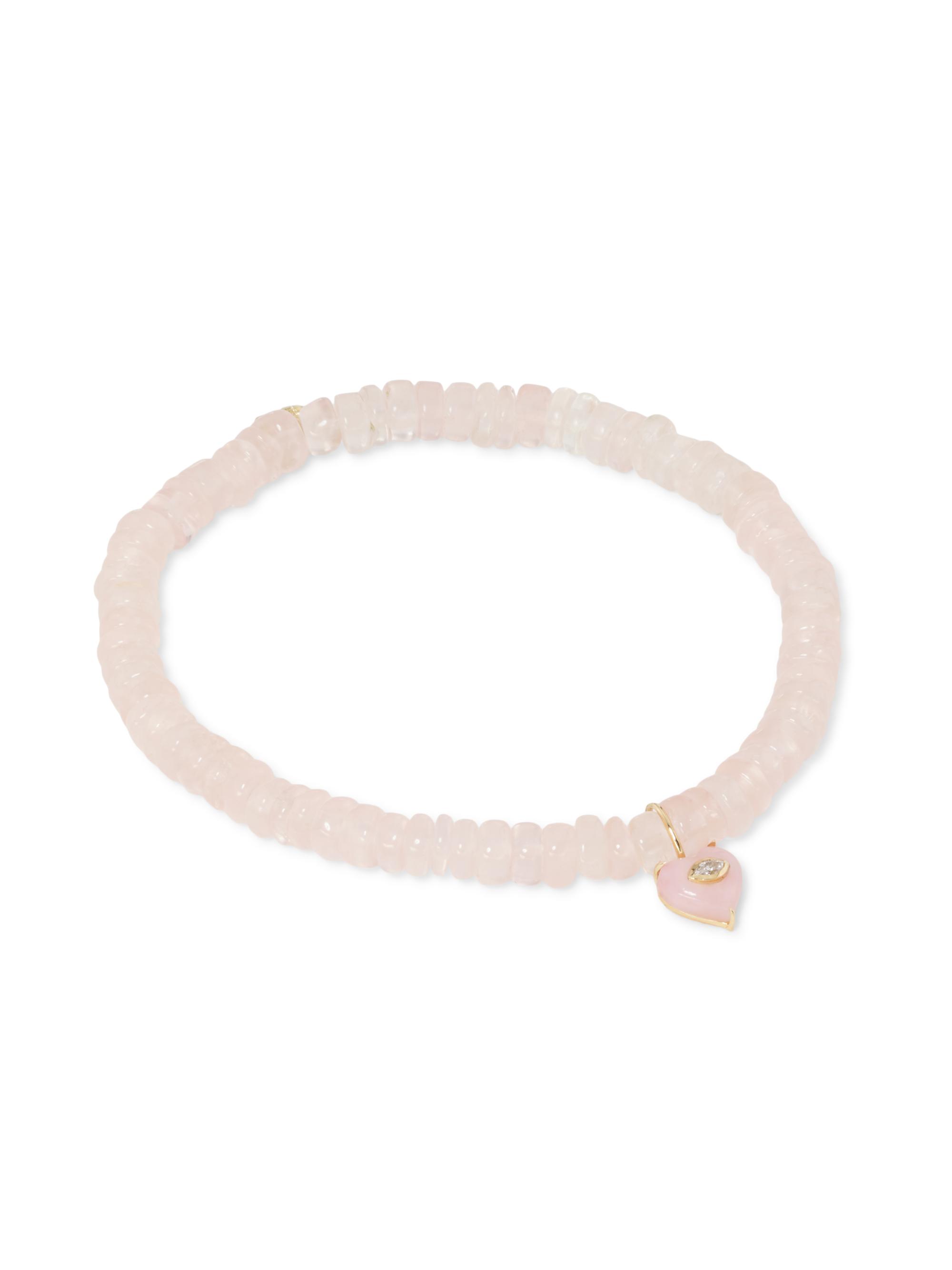Sydney Evan Women's Love Notes 14K Yellow Gold & Multi-Gemstone Beaded Stretch Bracelet - Rose Quartz