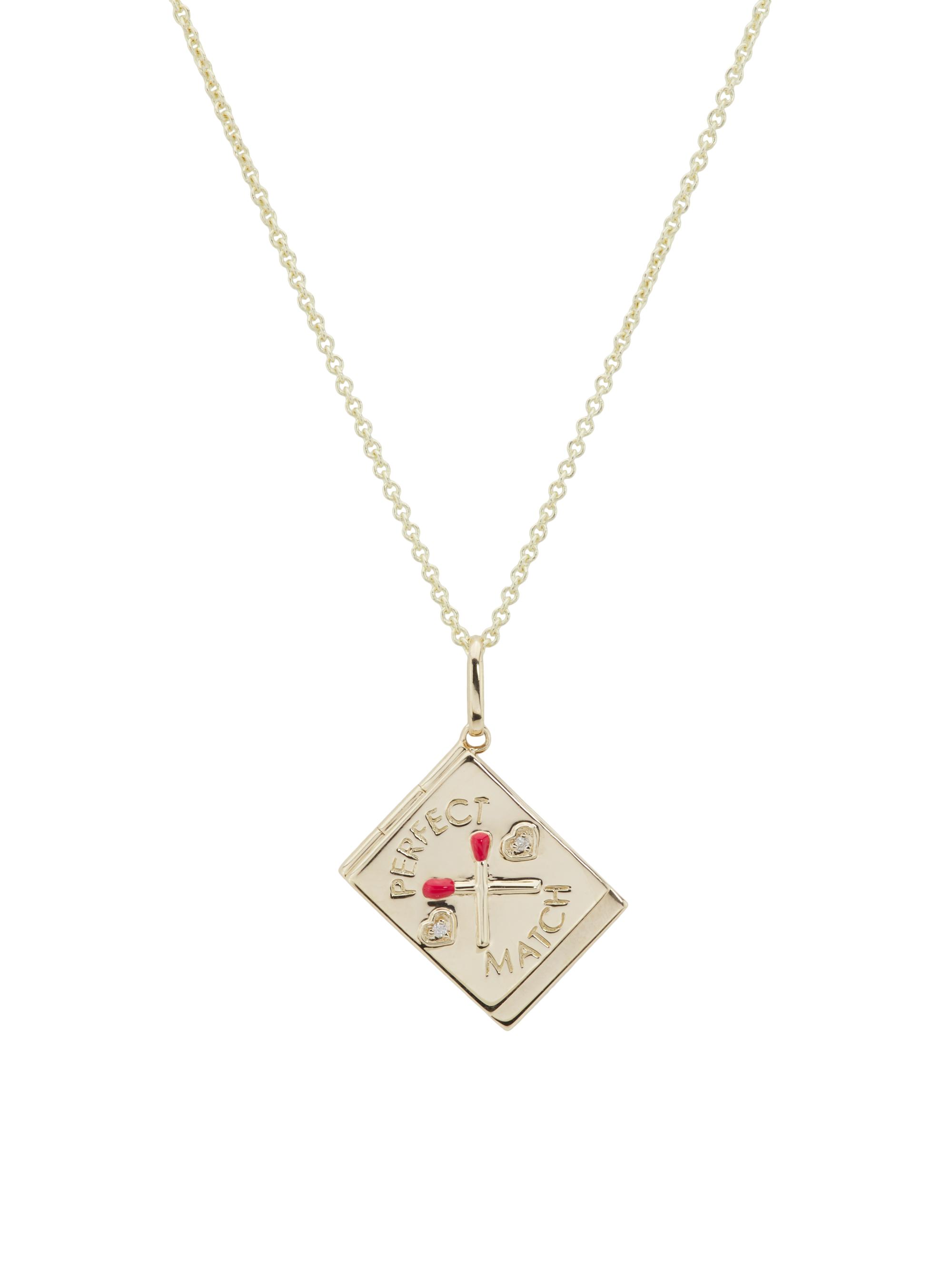 Sydney Evan Women's Love Notes 14K Yellow Gold, 0.01 TCW Diamond & Enamel "Perfect Match" Locket Necklace - Yellow Gold