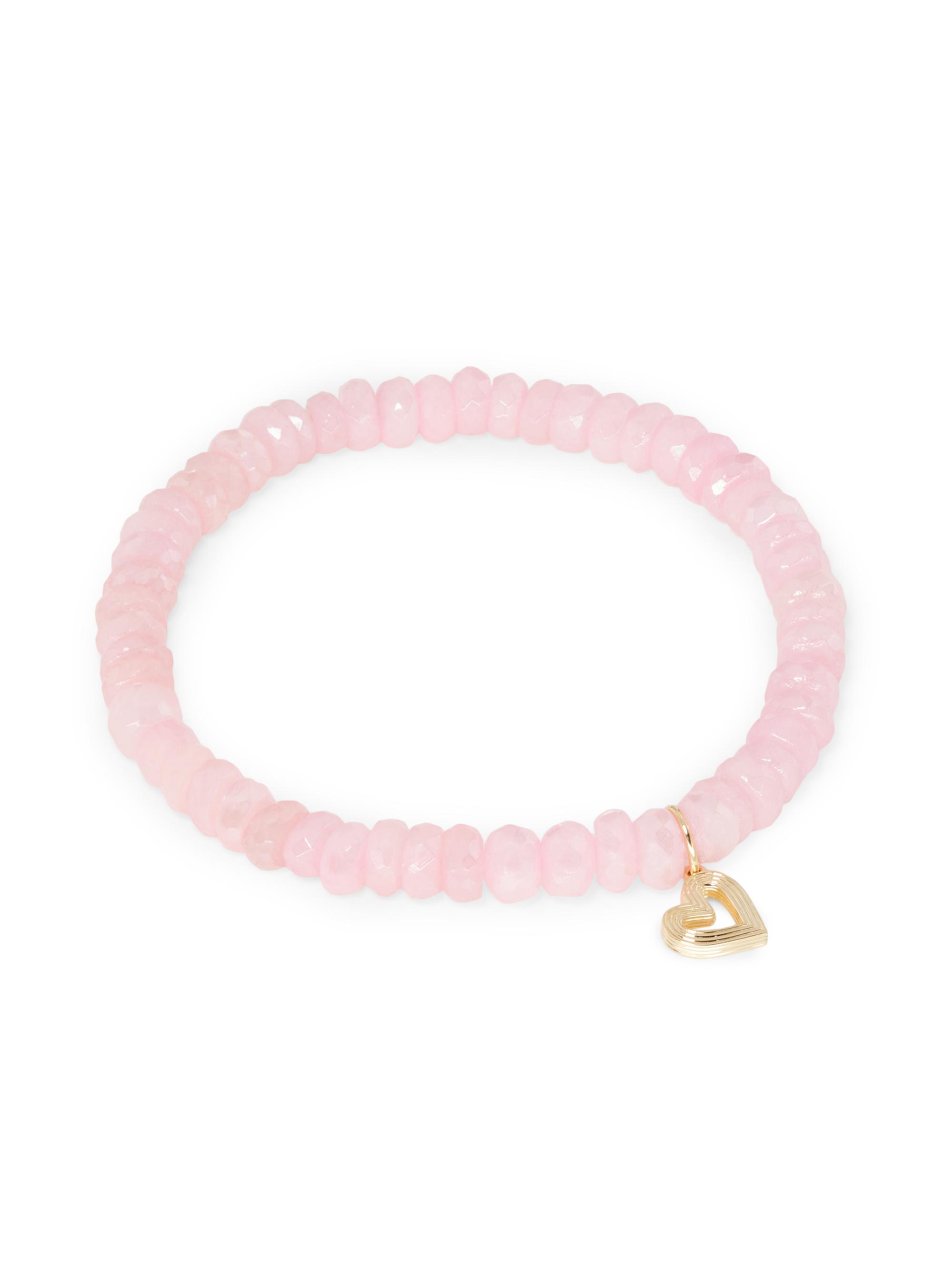 Sydney Evan Women's Love Notes 14K Yellow Gold & Mystic Pink Grapolite Beaded Stretch Bracelet - Pink Grapolite
