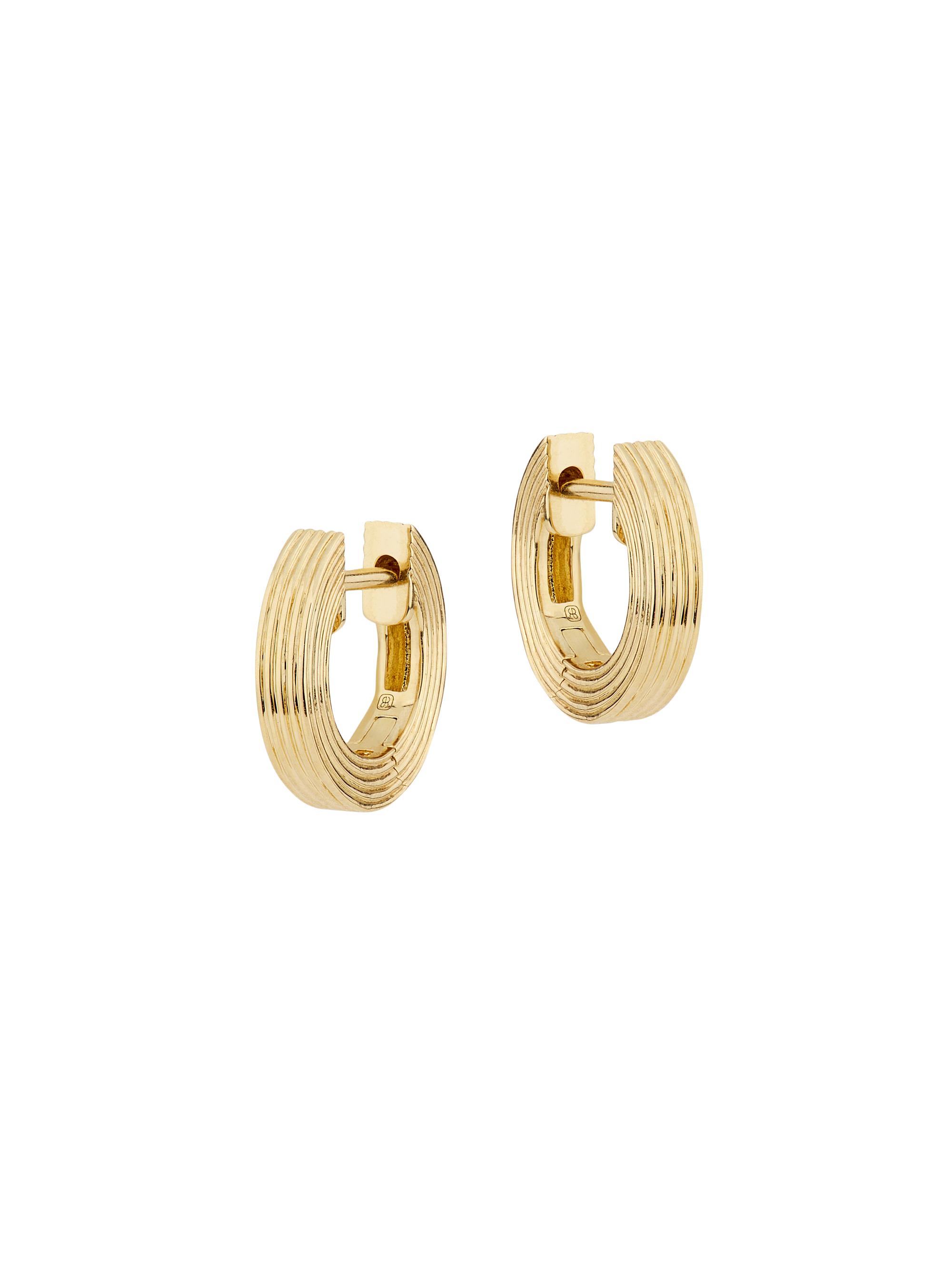 Sydney Evan Women's Love Notes 14K Yellow Gold  Fluted Hoop Earrings - Yellow Gold