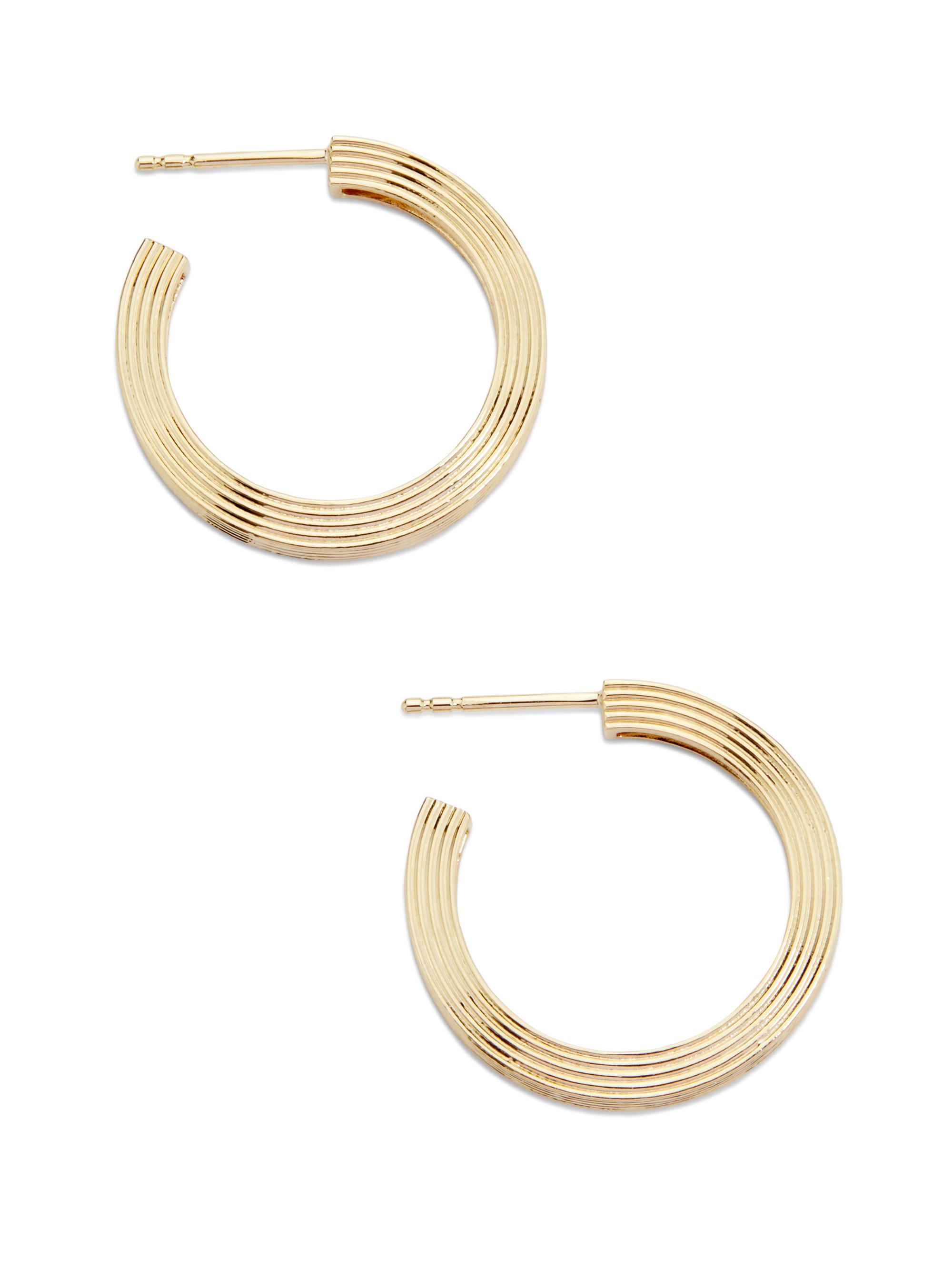 Sydney Evan Women's Love Notes 14K Yellow Gold  Fluted Hoop Earrings - Yellow Gold