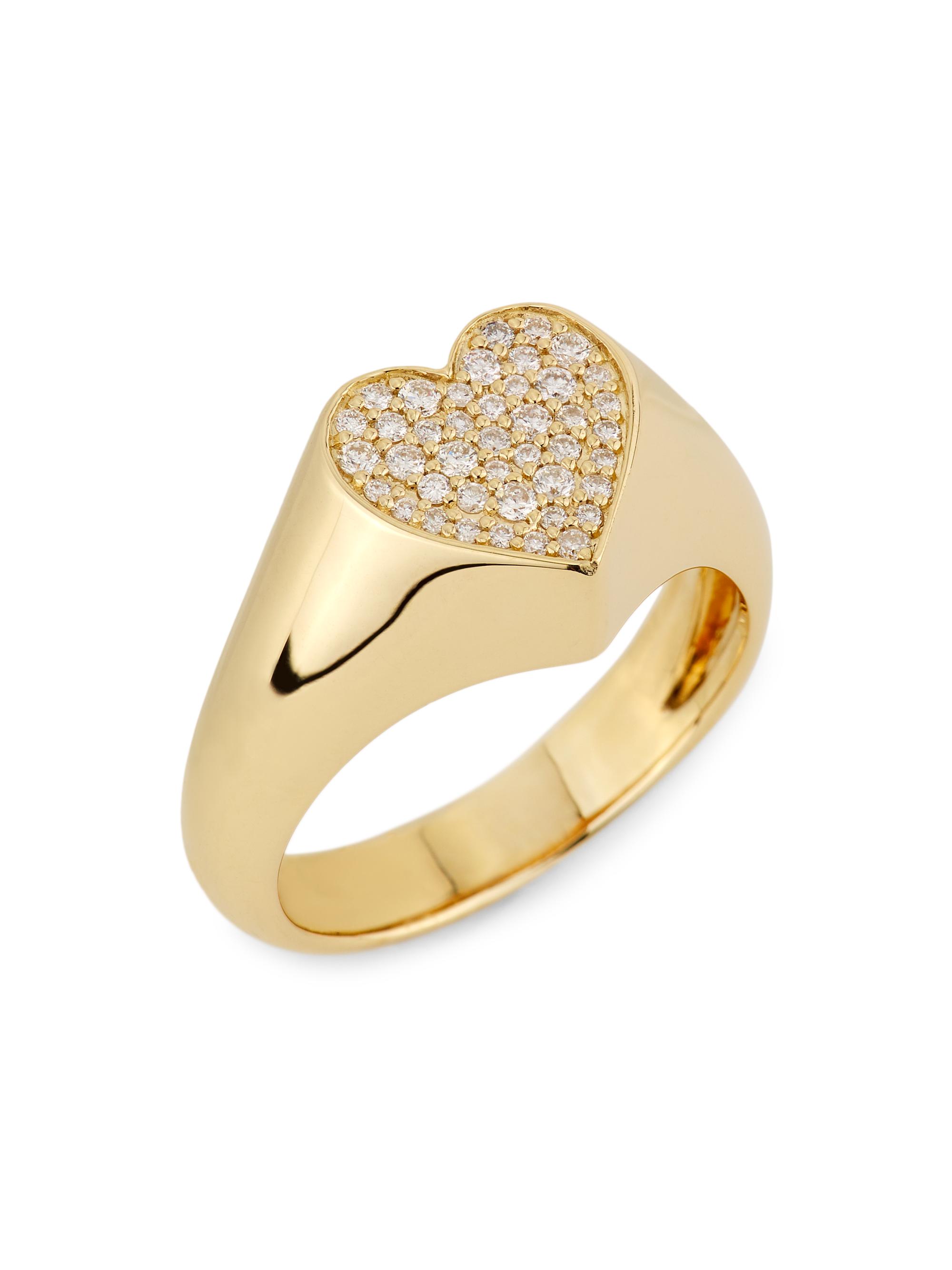 Sydney Evan Heart 14K Gold & Diamond Eternity Ring | Saks