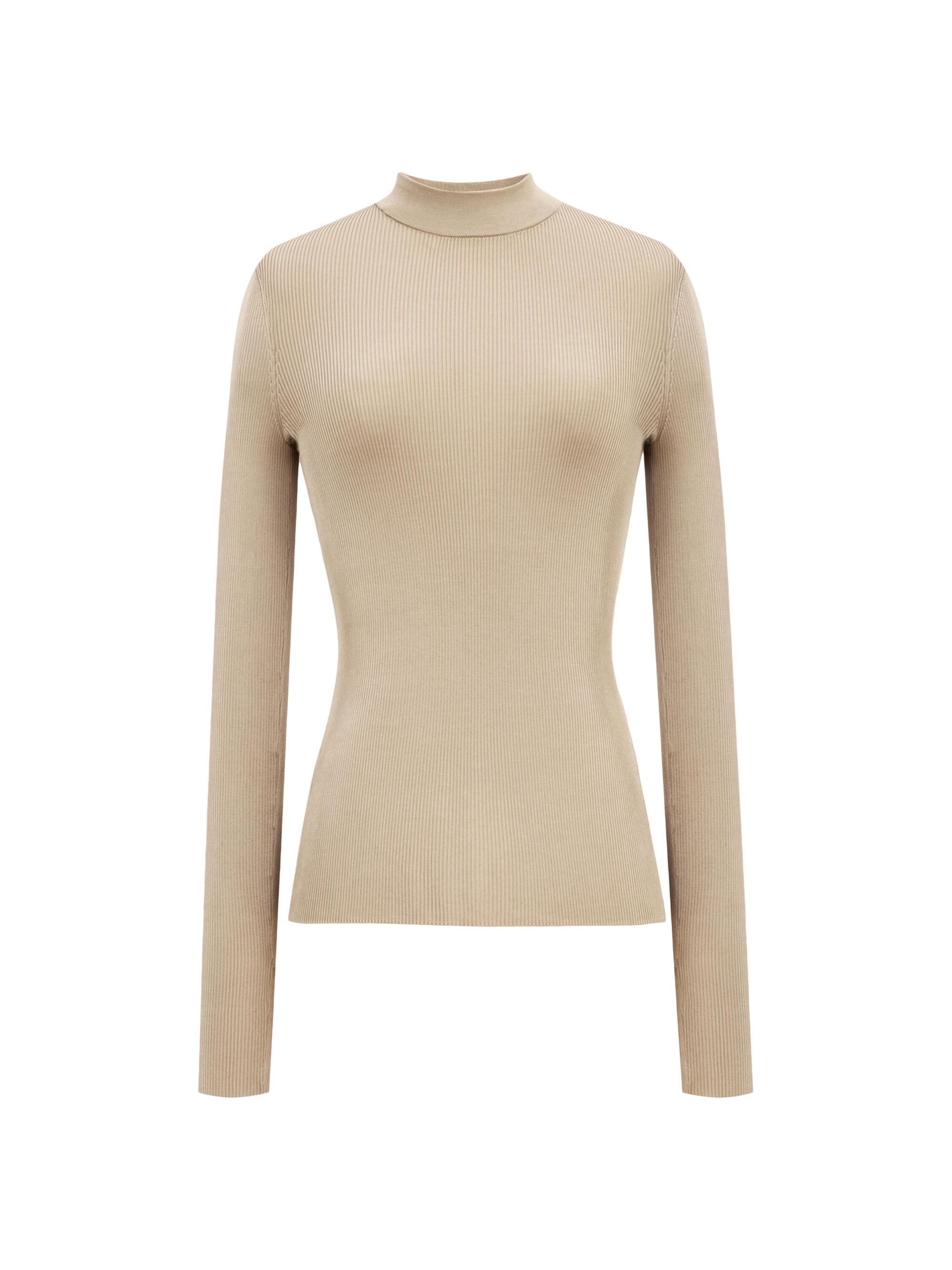 Saint Laurent Women's Top in Ribbed Silk - Beige