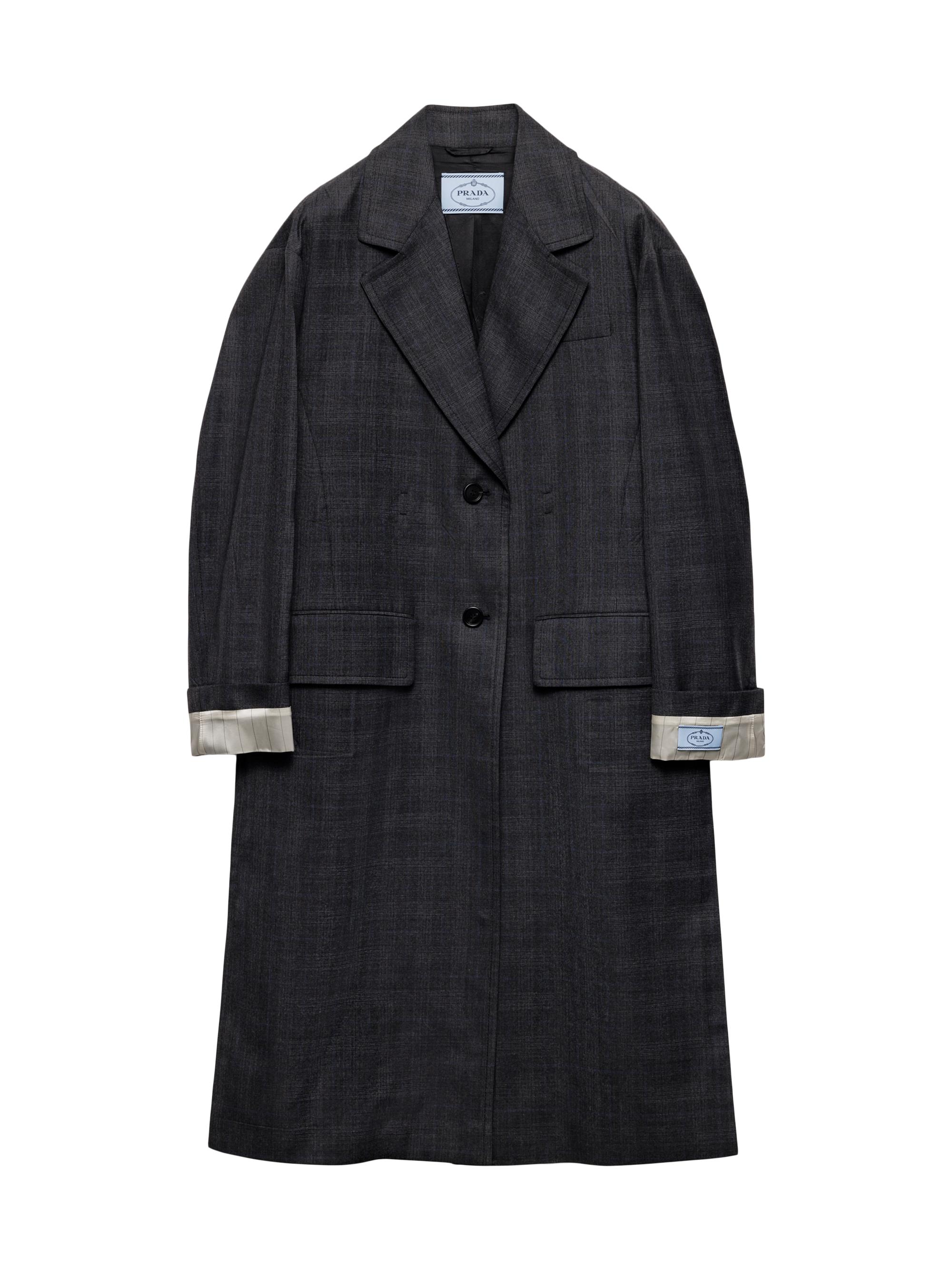 Prada Double-Breasted Technical Tricotine Coat | Saks Fifth Avenue