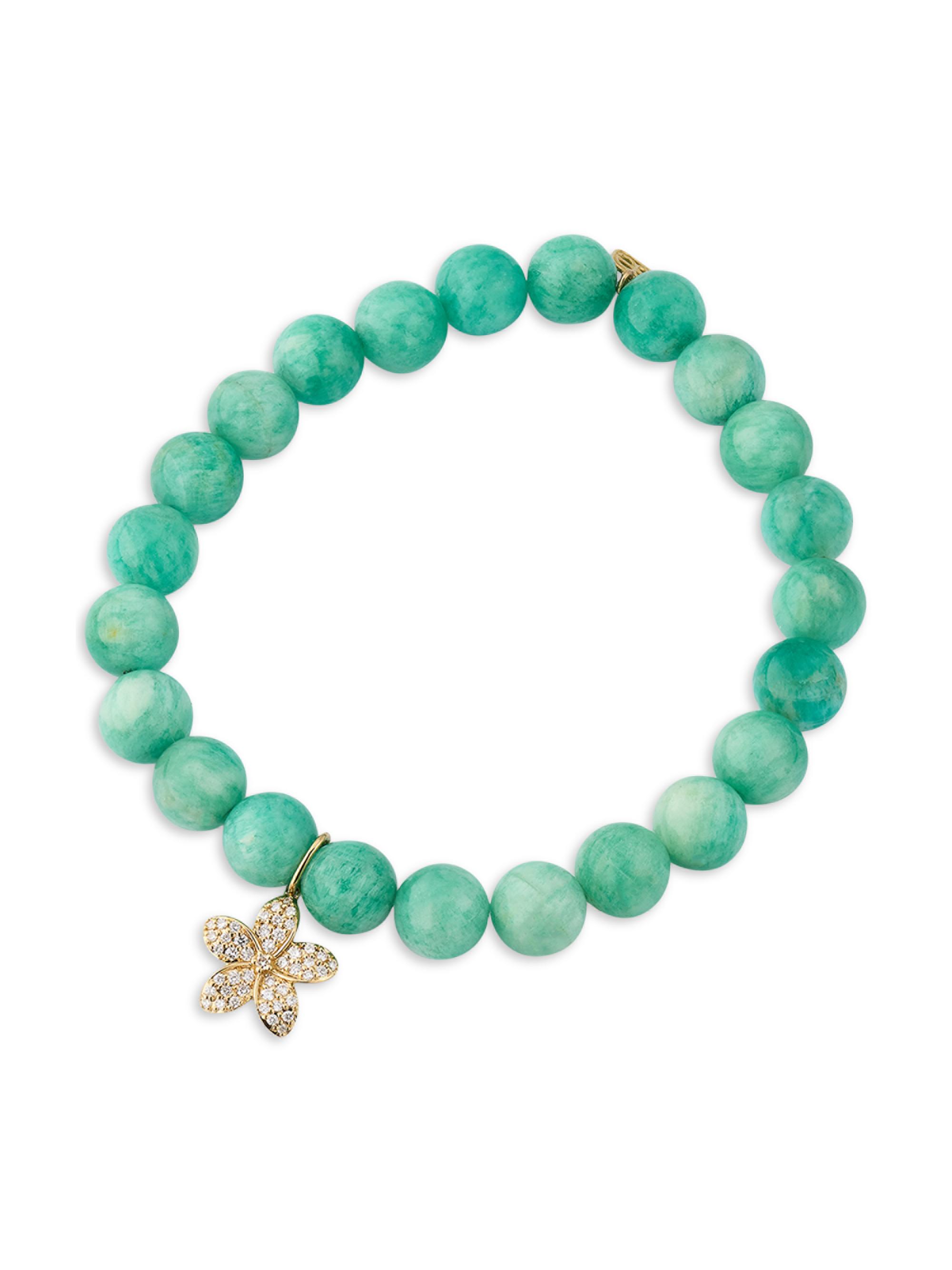 Sydney Evan Women's 14K Yellow Gold, Russian Amazonite & X TCW Diamond Bracelet - Amazonite