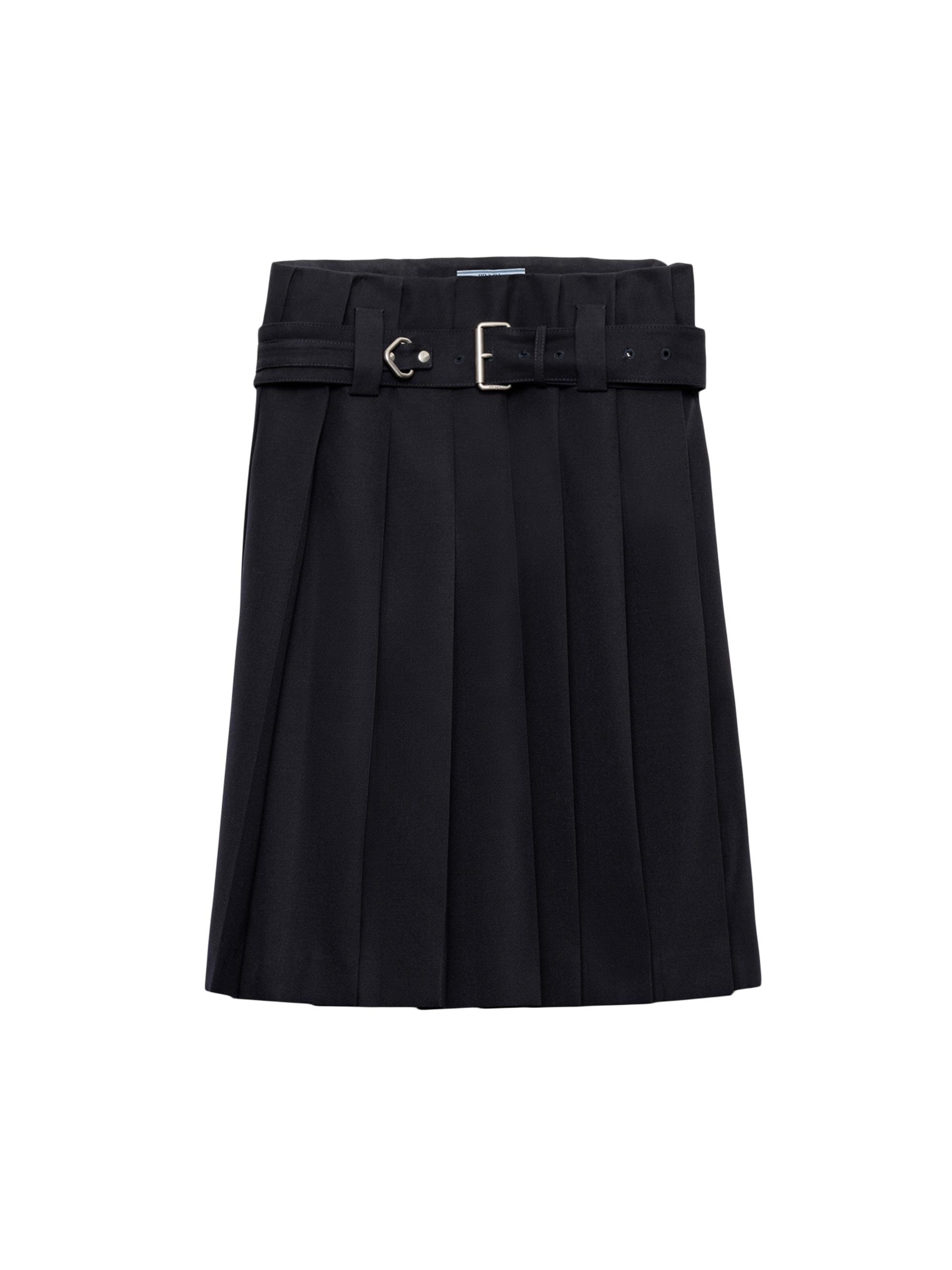 Prada Women's Pleated Gabardine Skirt - Blue