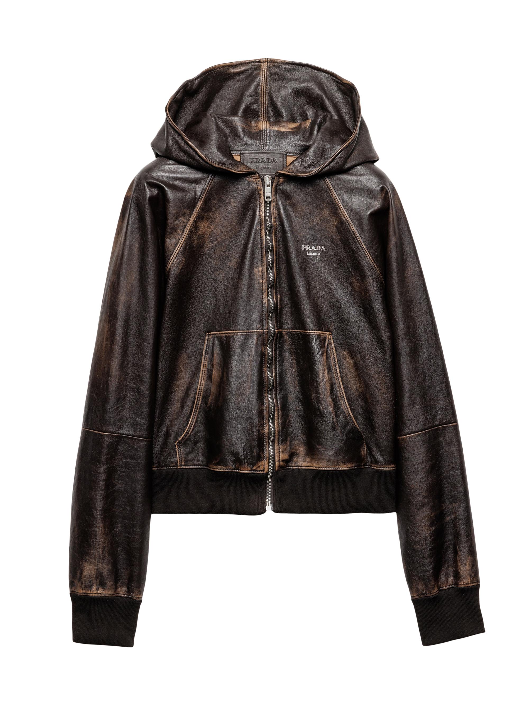 Prada Nappa Leather Hoodie Jacket | Saks Fifth Avenue