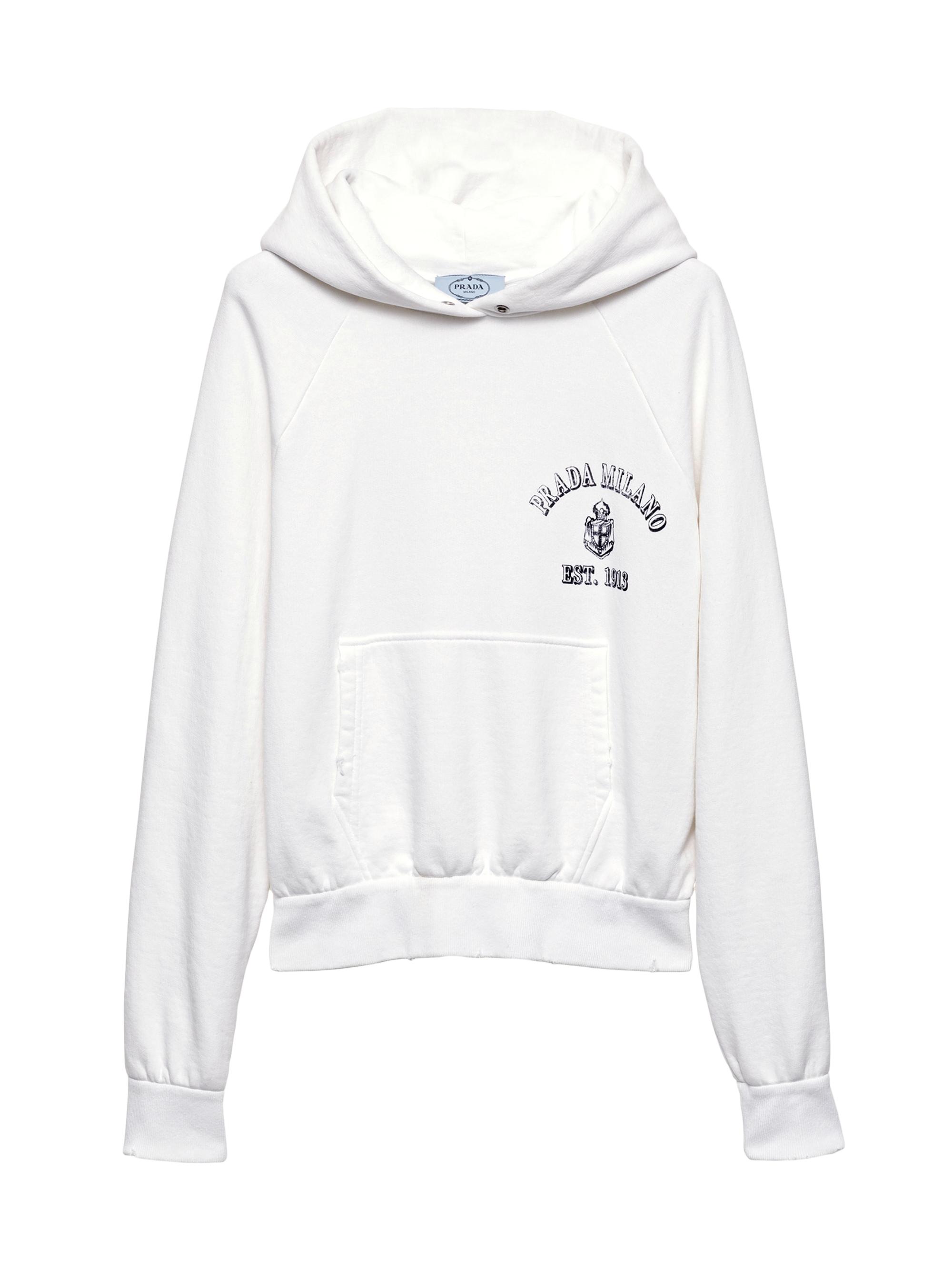 Prada Women's Cotton Fleece Hoodie - White