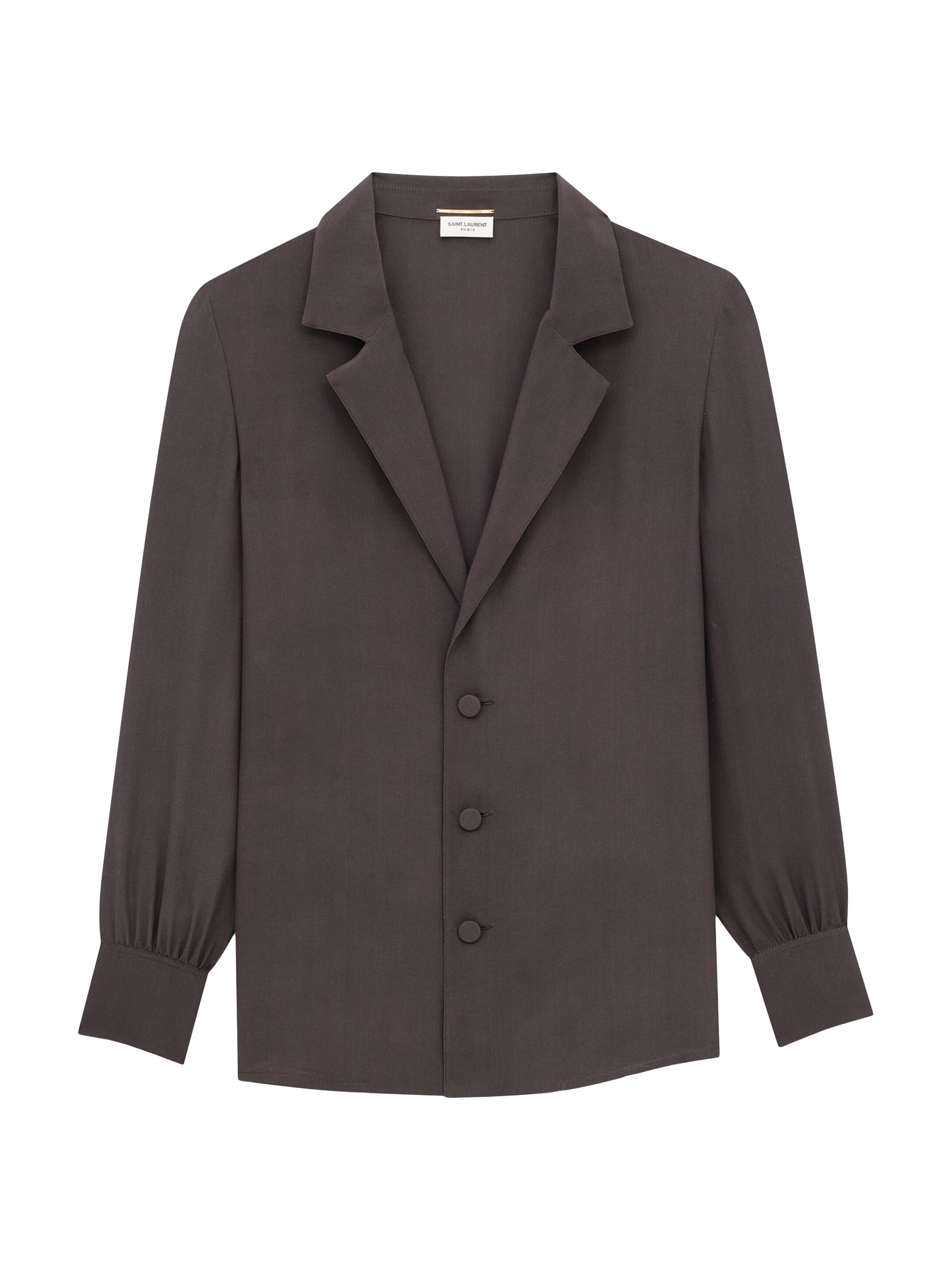 Saint Laurent Women's Pajama Shirt in Silk Crepe De Chine - Marron