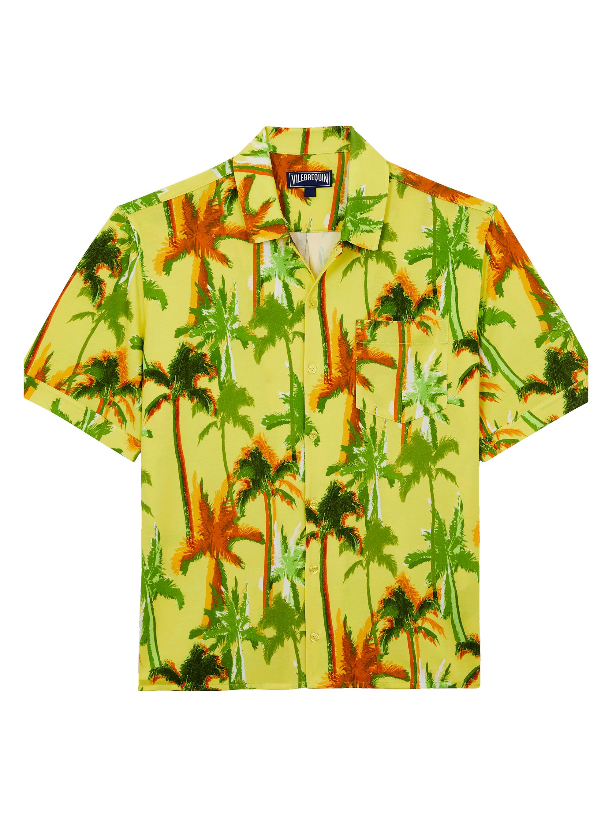 Vilebrequin Men's Palms Offset Cotton Shirt - Soleil