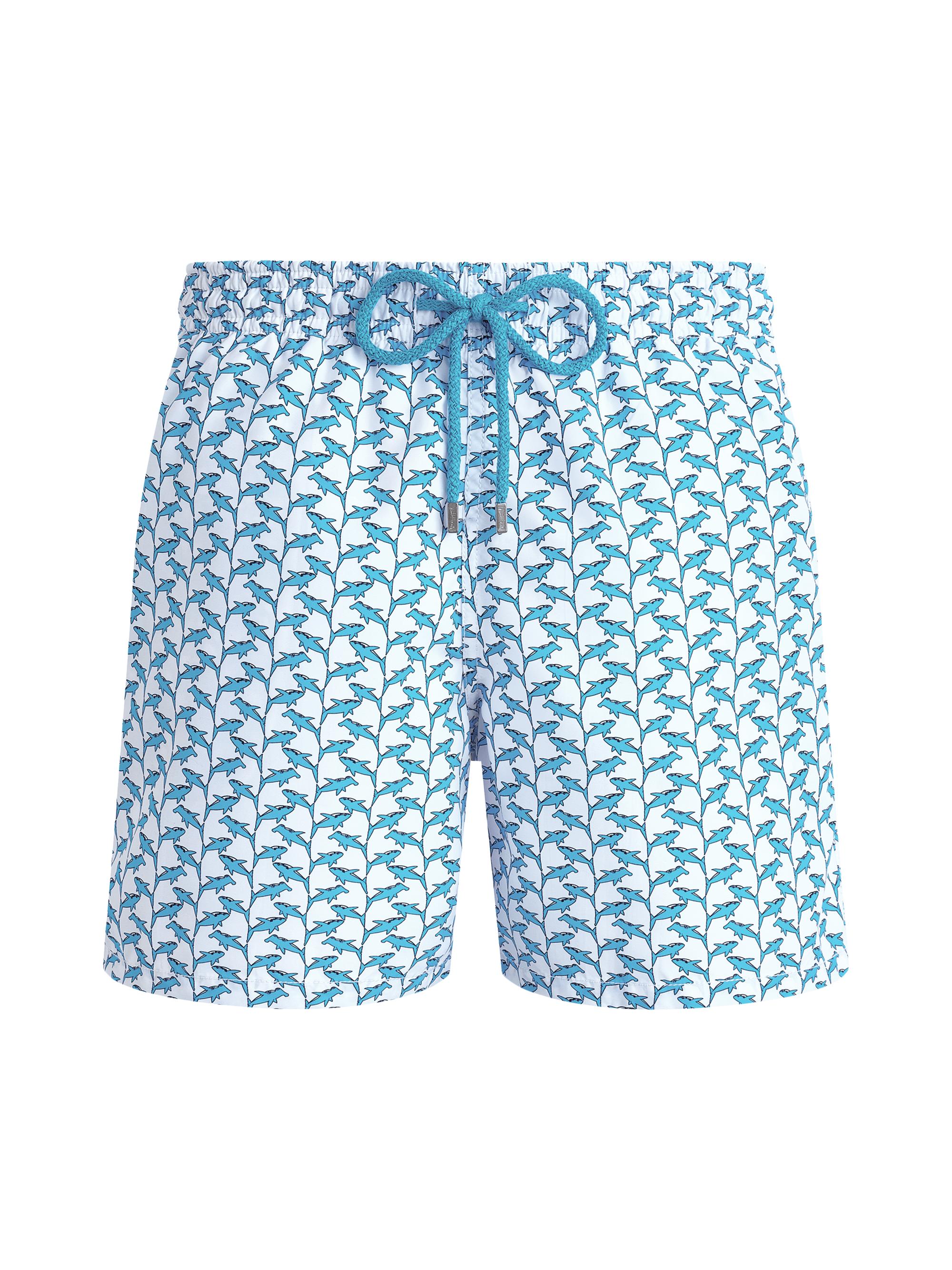 Vilebrequin Men's Moorea Net Sharks Swim Trunks - Blanc