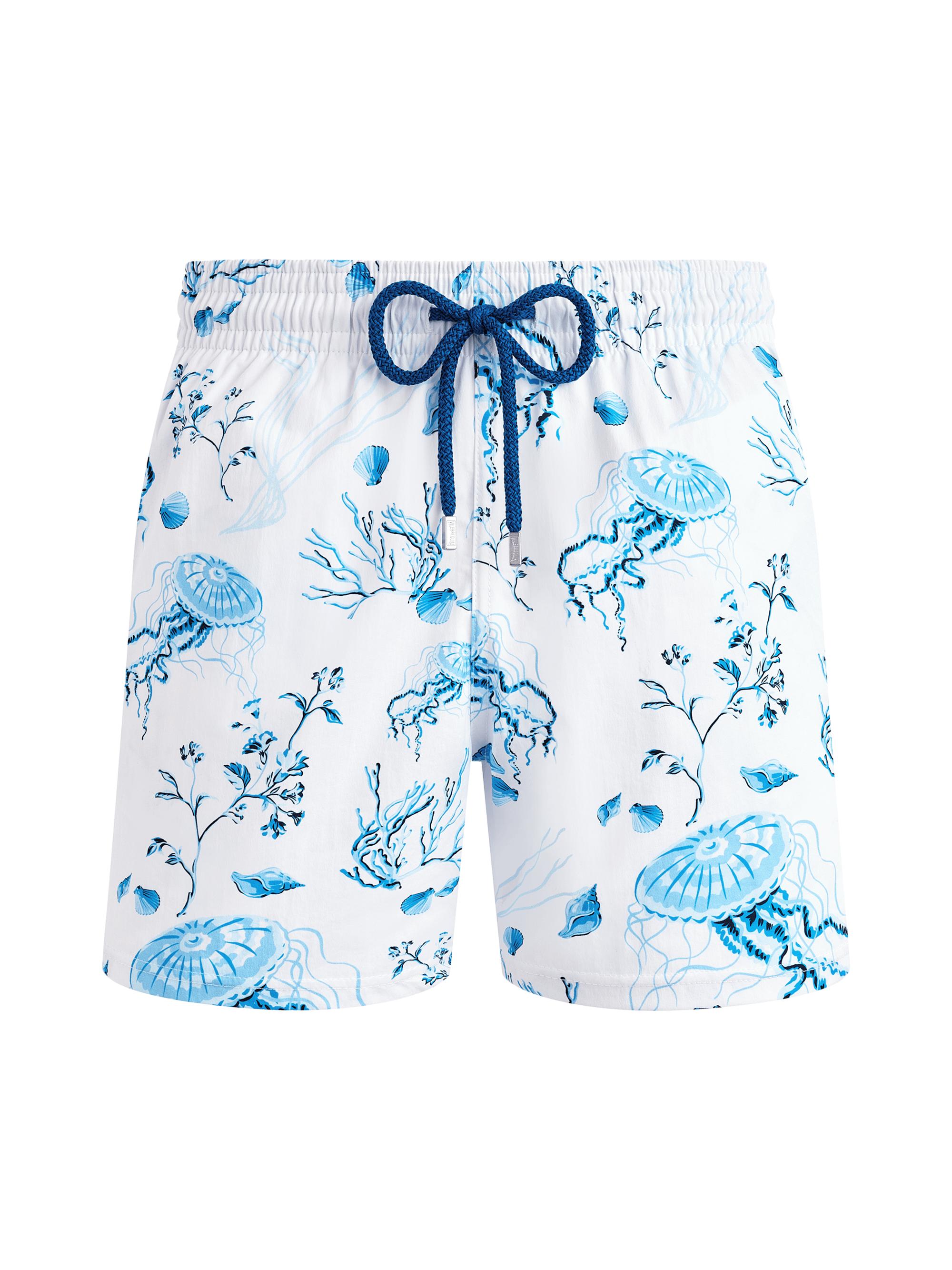 Vilebrequin Men's Medusa & Shells Stretch Swim Trunks - Blanc