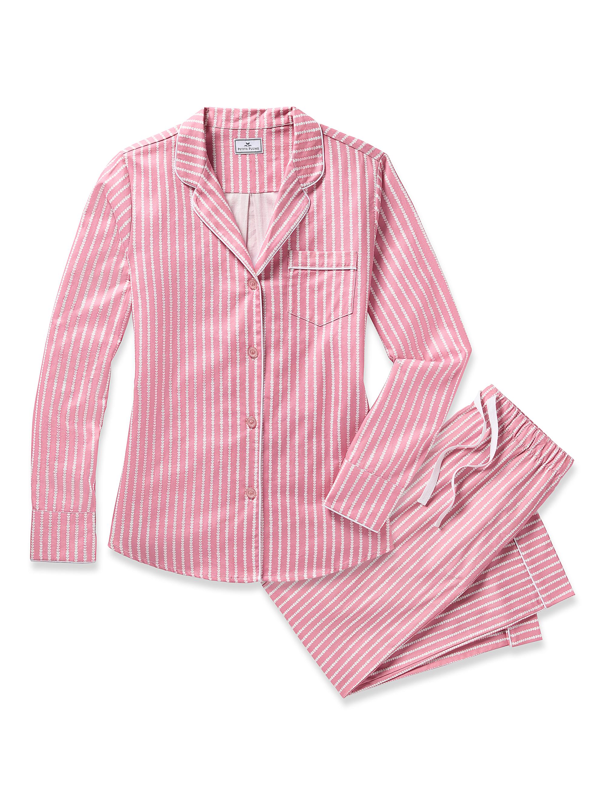 Petite Plume Love Lines Twill Pajama Set - Pink