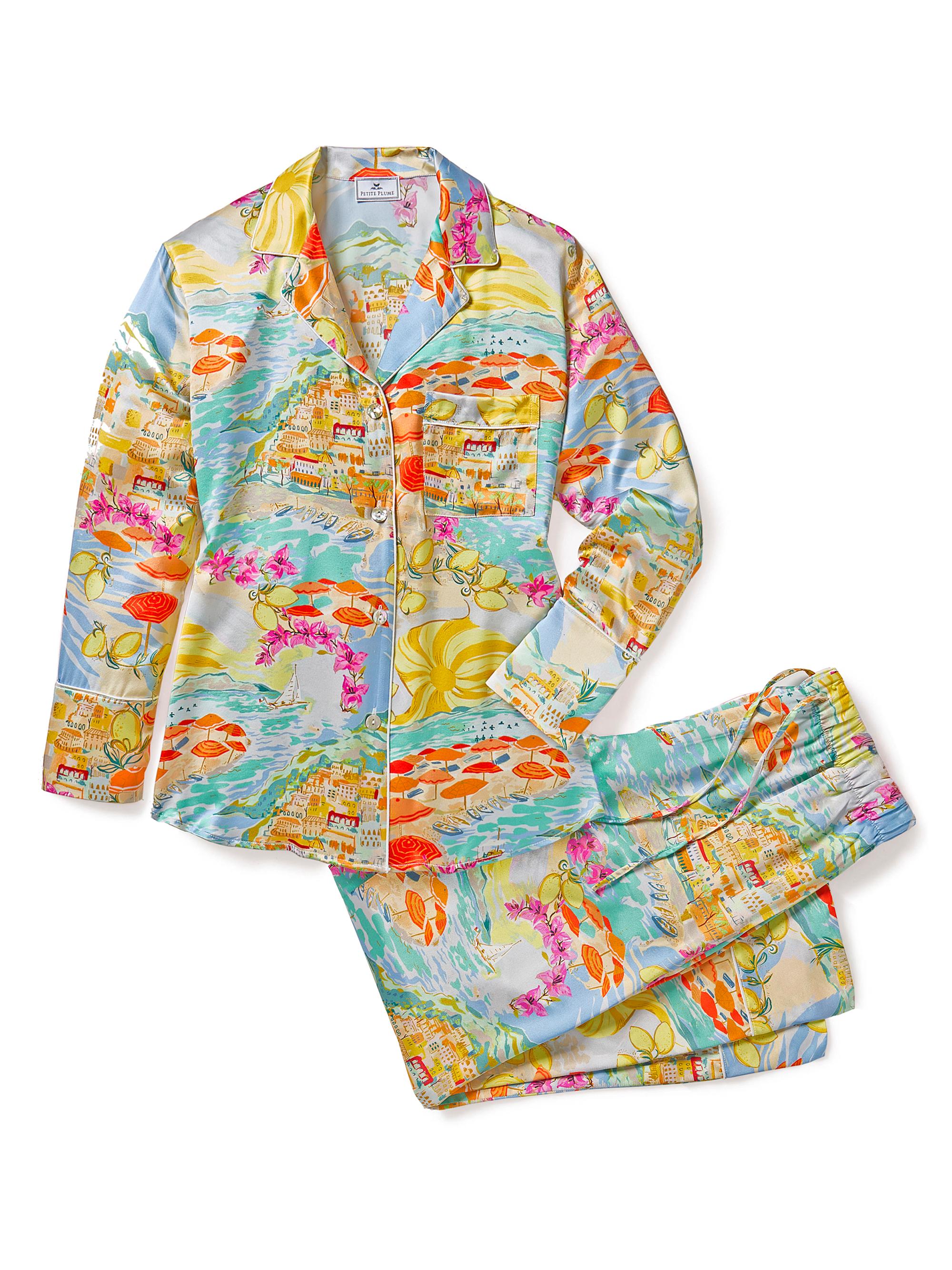 Petite Plume La Dolce Vita Silk Pajamas - Blue