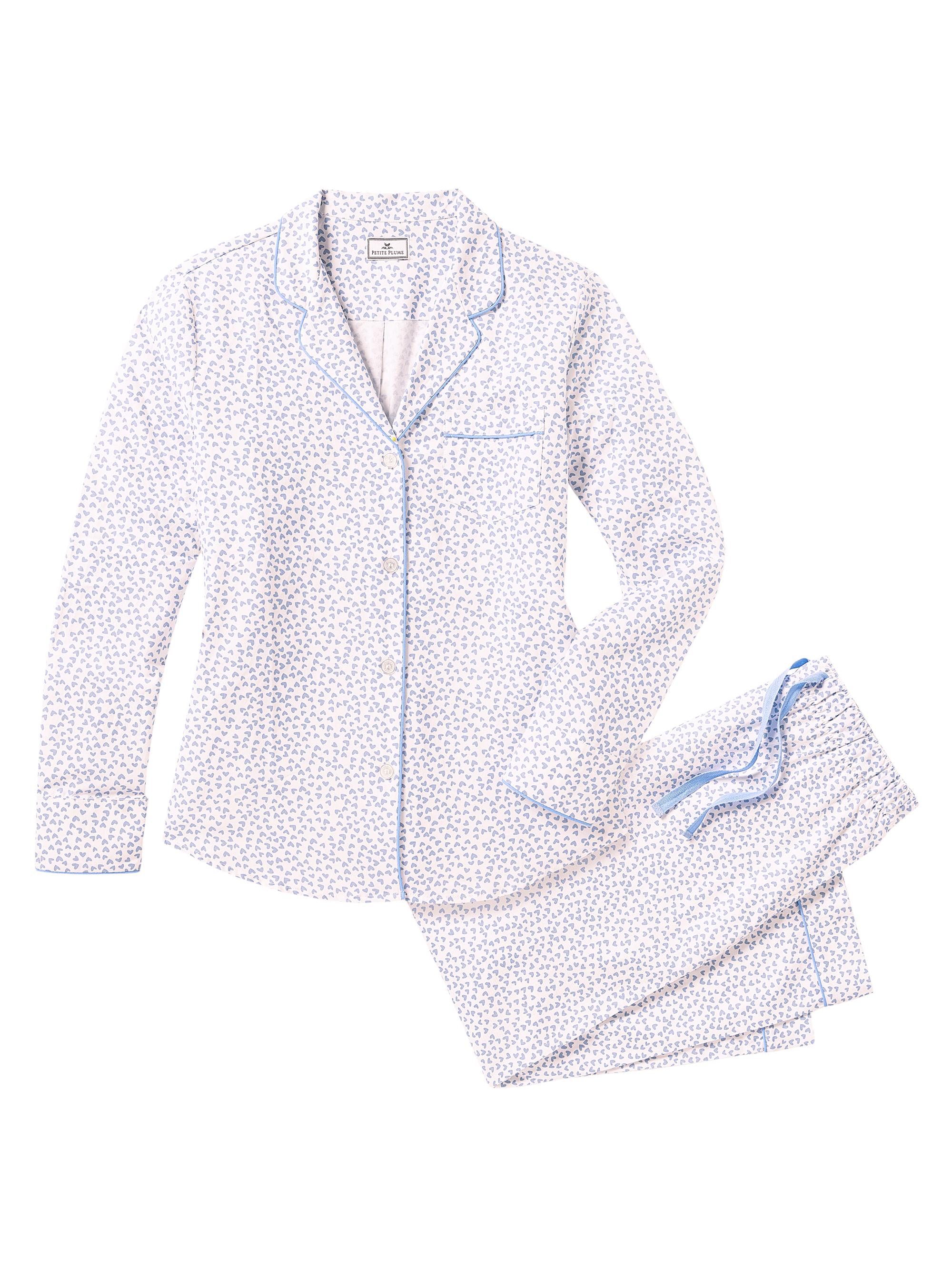 Petite Plume Bluehearts Cotton Twill Pajamas - Blue