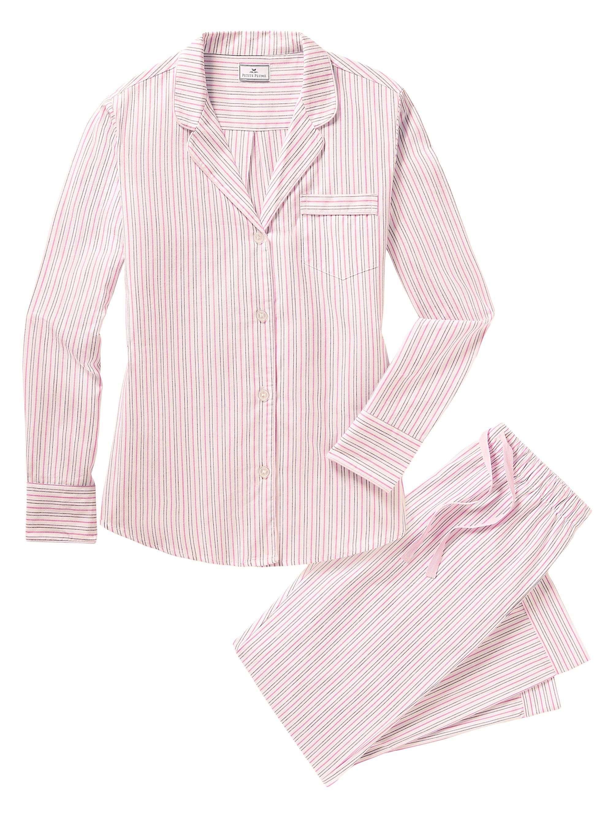 Petite Plume Blush Boulevard Cotton Twill Pajamas - White