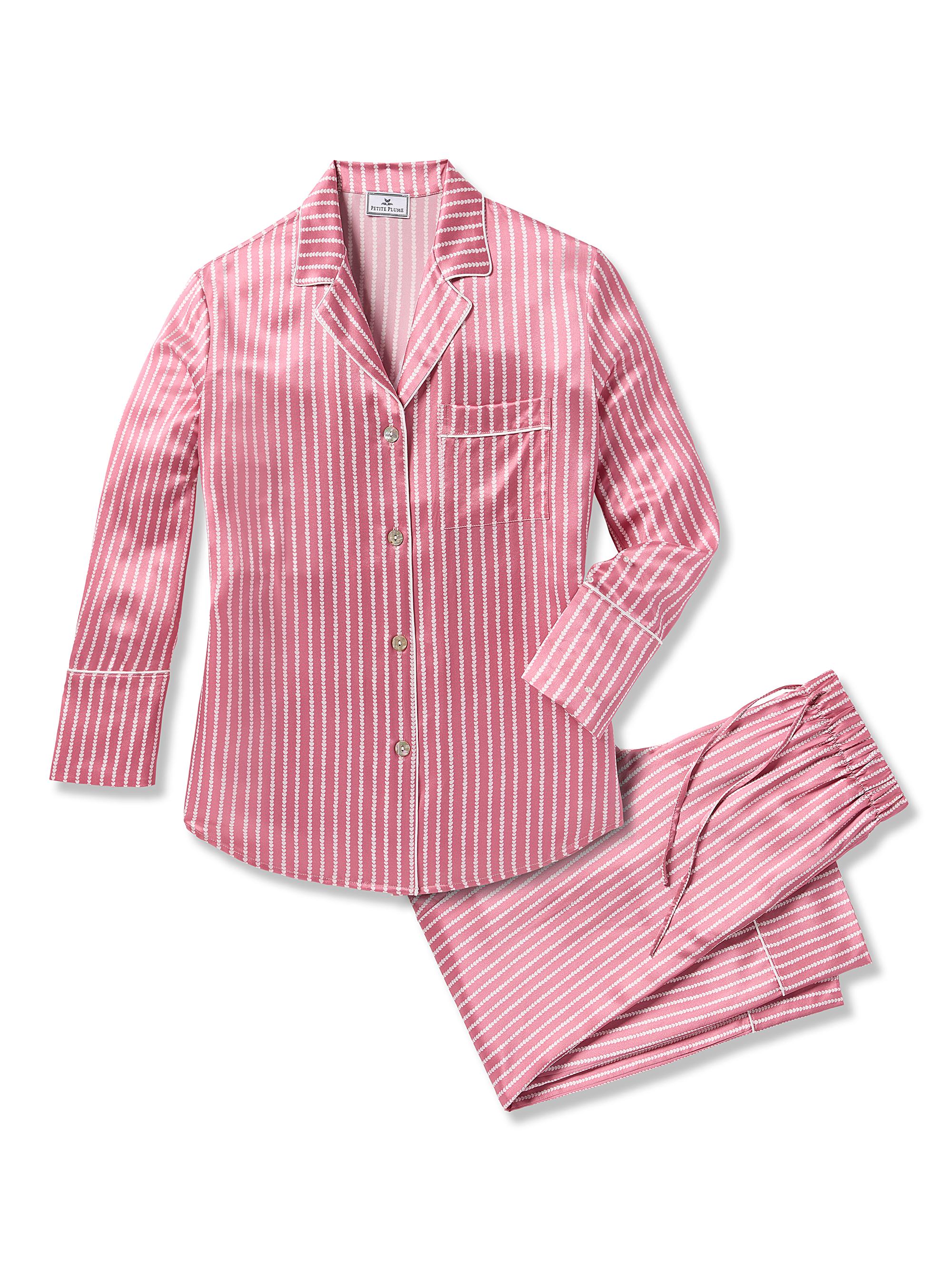 Petite Plume Love Lines Silk Pajamas - Pink