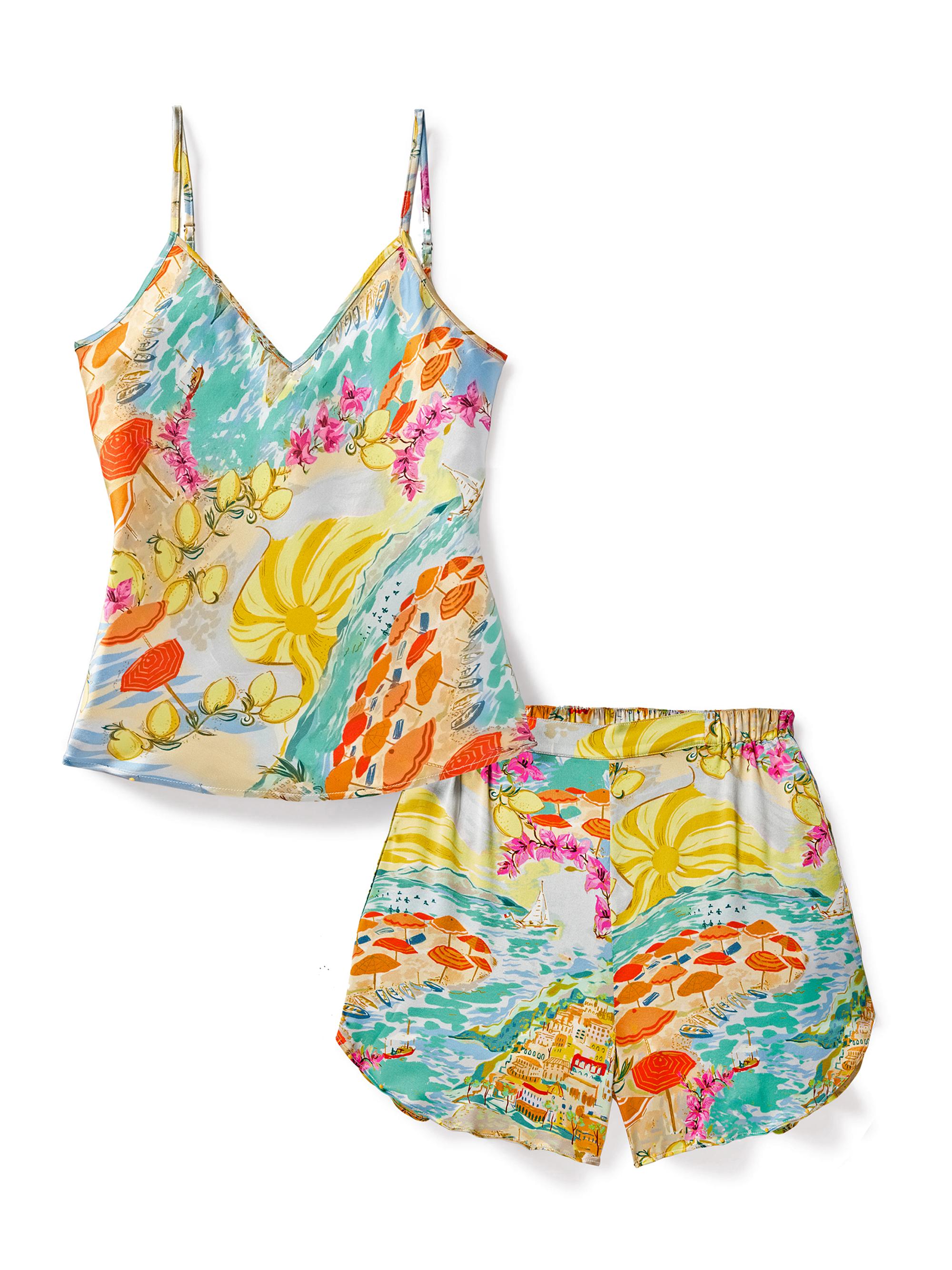 Petite Plume La Dolce Vita Silk Short Pajamas - Blue