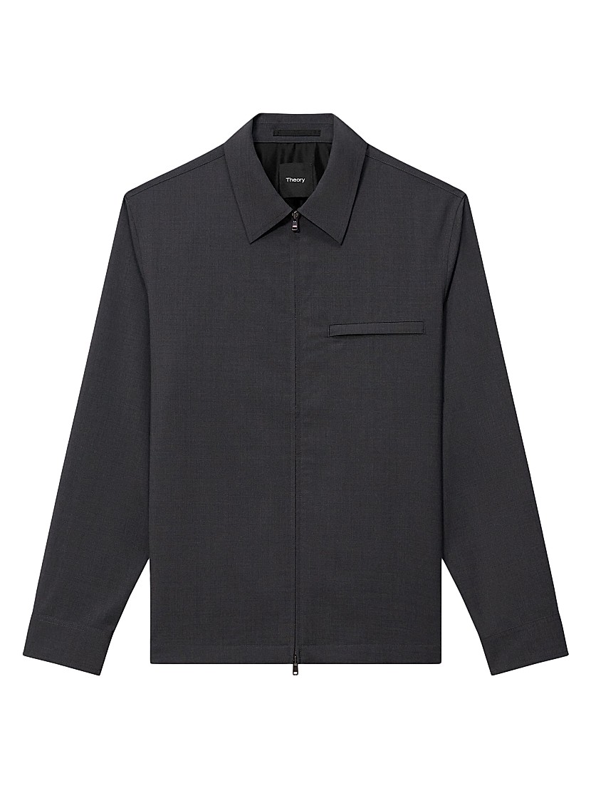 Shop Theory Zip Wool-Blend Overshirt | Saks Fifth Avenue Shop Theory Zip Wool-Blend Overshirt | Saks Fifth Avenue