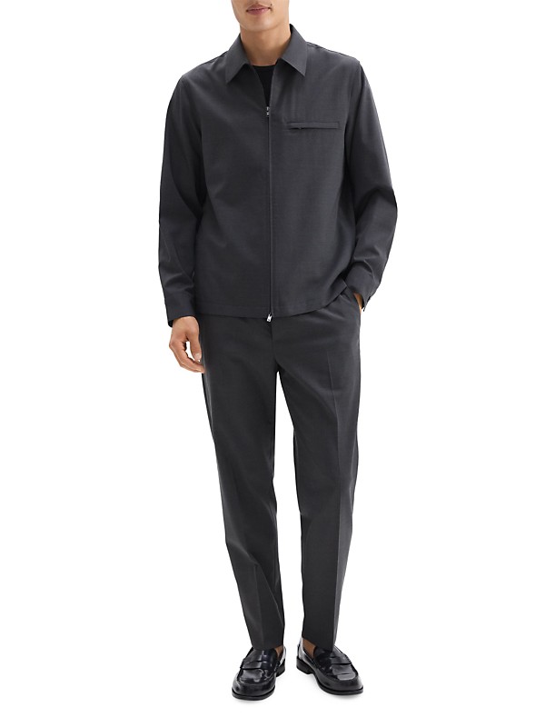 Shop Theory Zip Wool-Blend Overshirt | Saks Fifth Avenue Shop Theory Zip Wool-Blend Overshirt | Saks Fifth Avenue